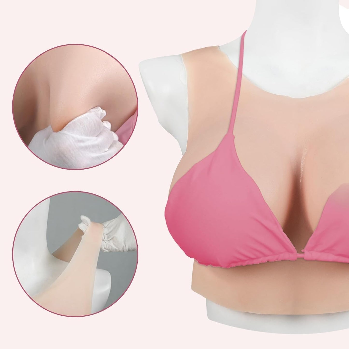 Silikon Brustformen für Crossdresser, Plusgrösse E-Cup, Plusgrösse-E cup-Flüssig Silikon Füllung Elfenbeinweiss