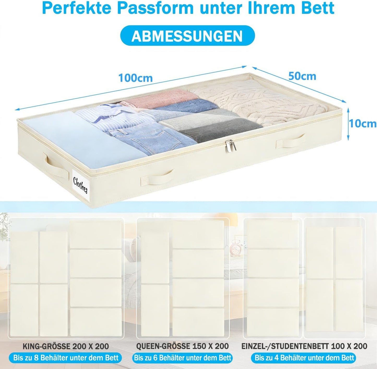 2er-Set Unterbettkommode, Weiss 10 cm-2pcs