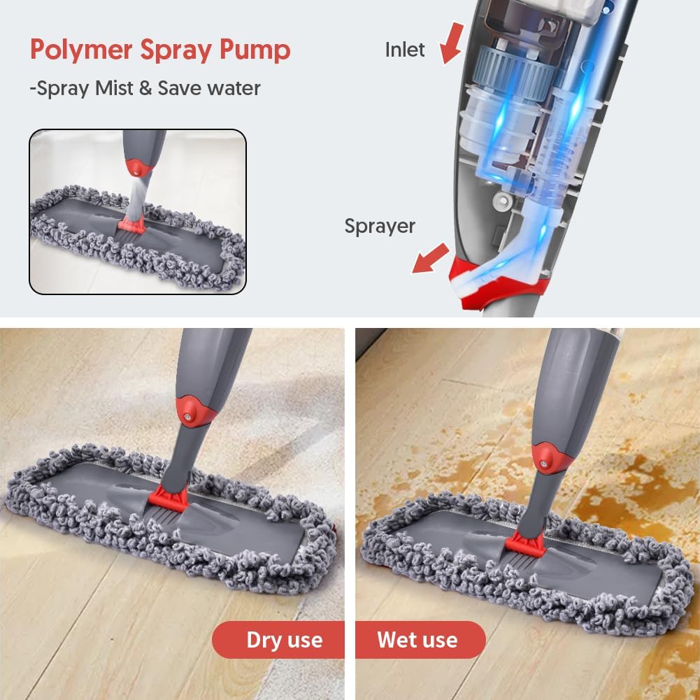 Sprühwischer mit 3 Mikrofaserbezügen, Grey Mop