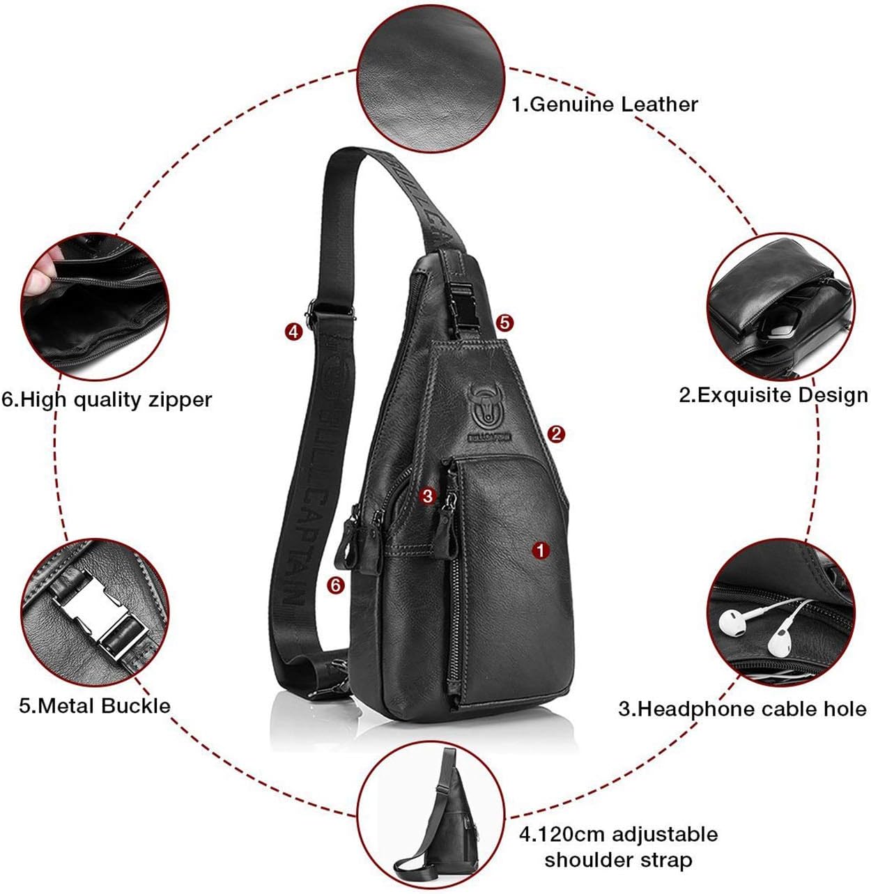 Ledertasche für Herren - Schulter-/Brusttasche