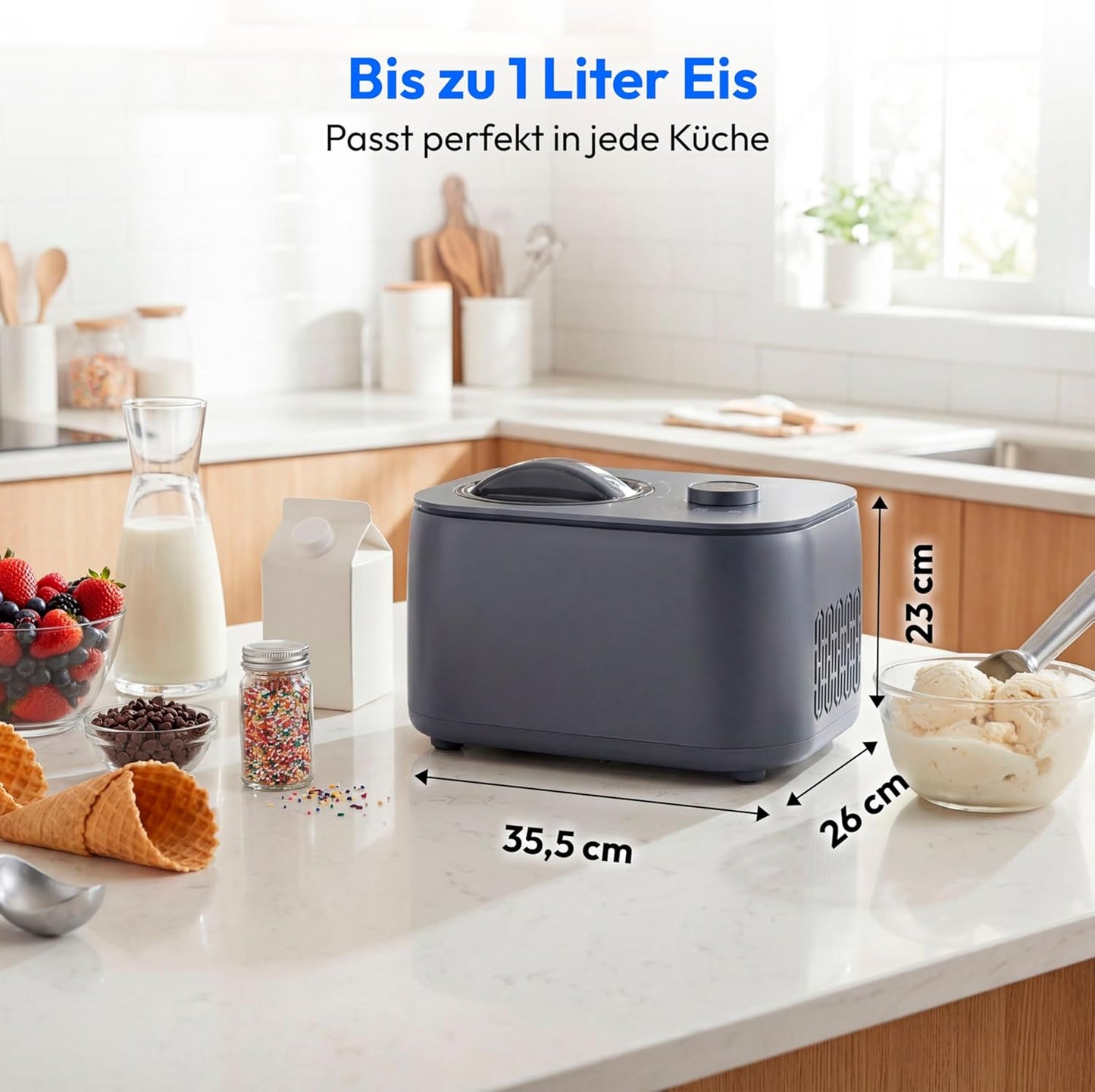Eismaschine mit 1L Kapazität und LED-Touchdisplay