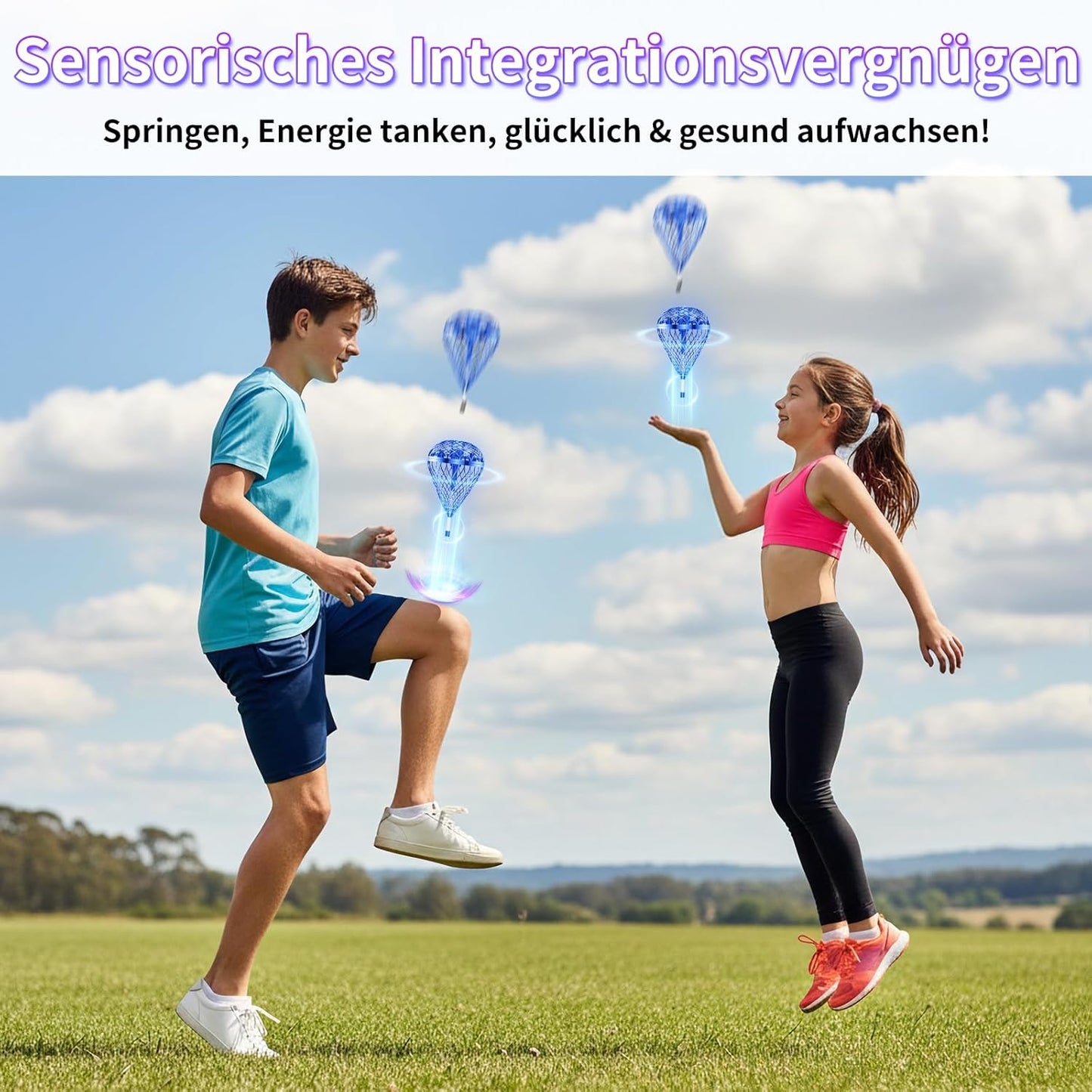 Fliegender Ball Lite Spielzeug Drohne mit KI-Steuerung, Blau Lite
