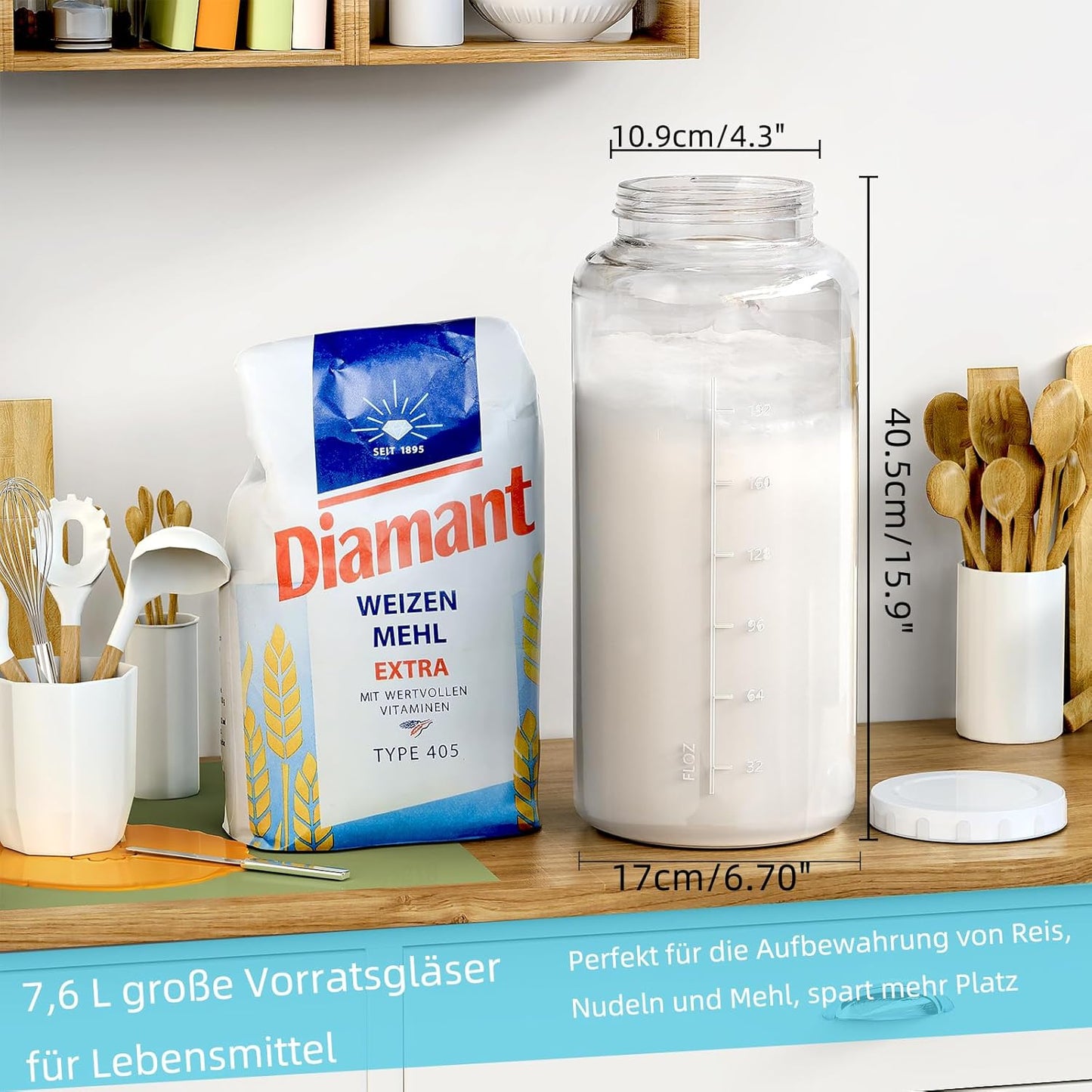 Grosses Fermentierglas mit Luftschleuse, 7,6 L
