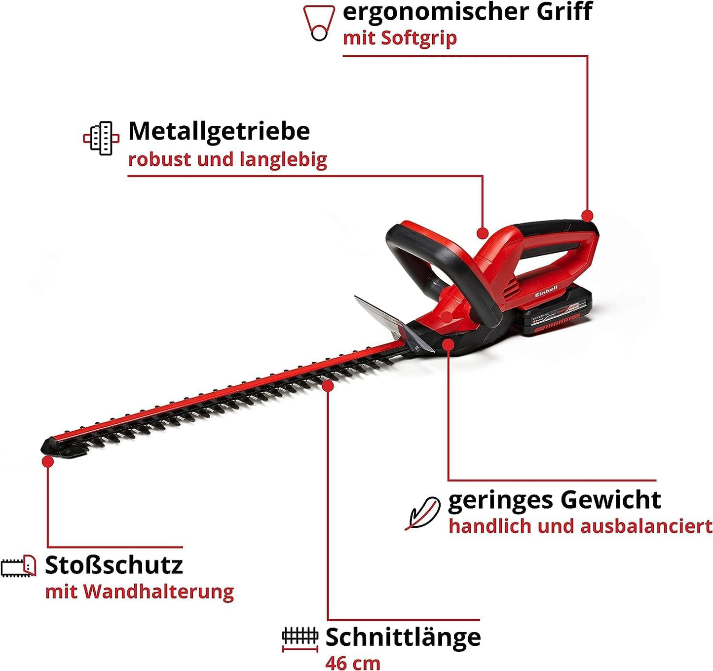 GE-CH 1846 Li Kit Akku-Heckenschere, inkl. 2 Ah Akku und Ladegerät  Einzeln  inkl. 2,0 Ah Akku und Ladegerät