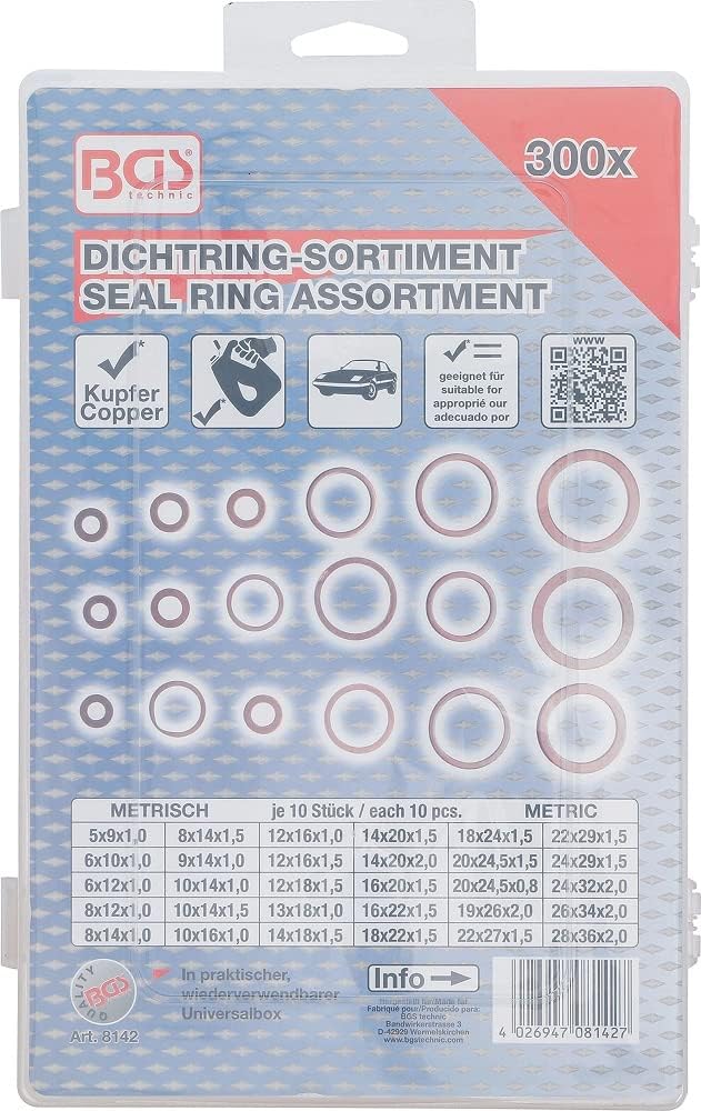 8142 Dichtring-Sortiment, 300-tlg. | metrisch