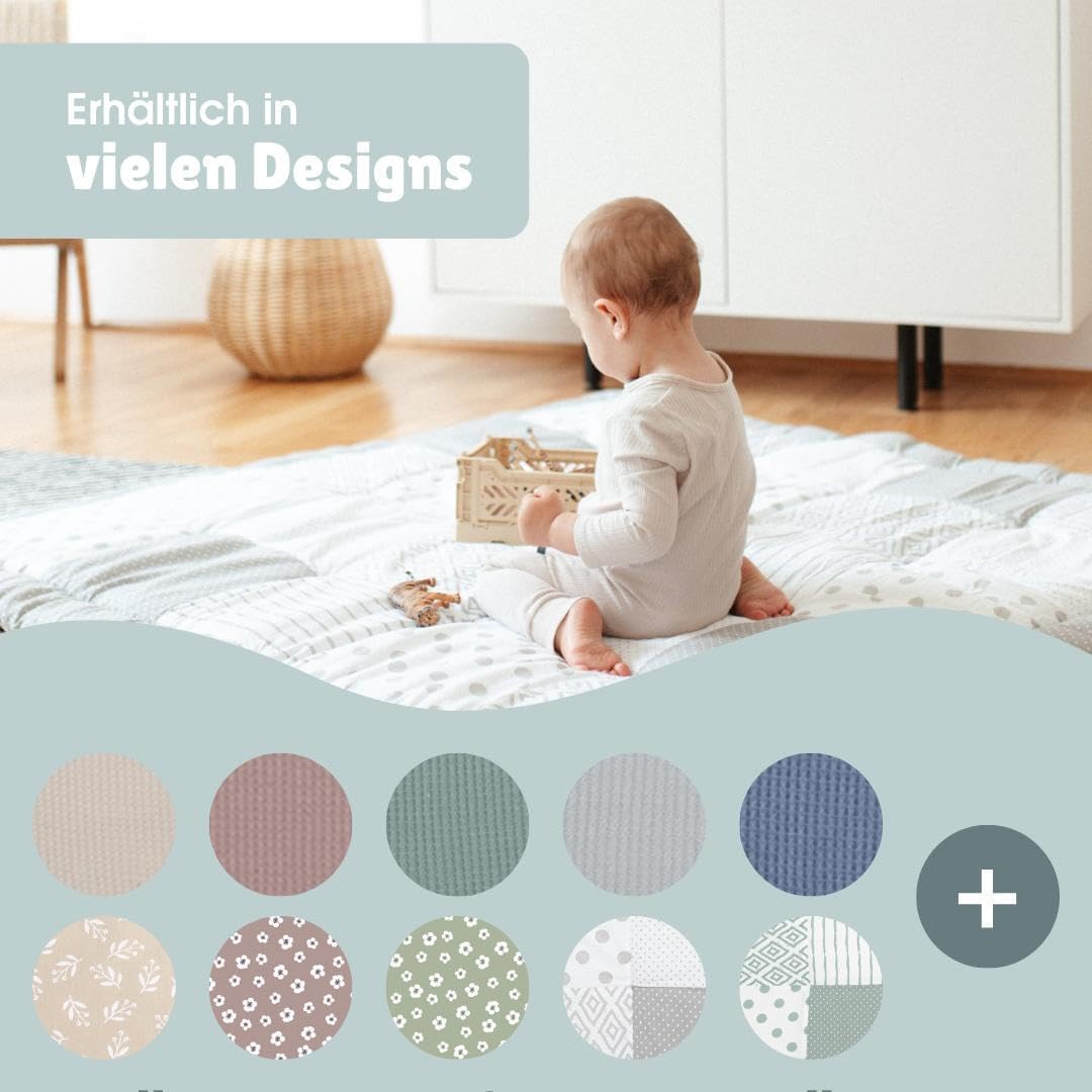Gepolsterte Krabbeldecke aus Bio-Baumwolle (120x120 cm), Patchwork Essential Mint 120x120
