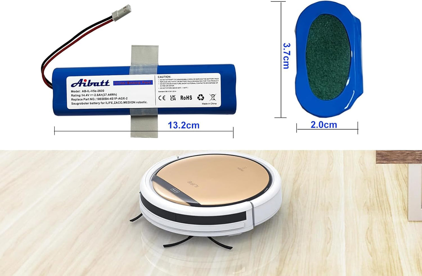 Ersatzakku für iLife Staubsaugerroboter (2600mAh)