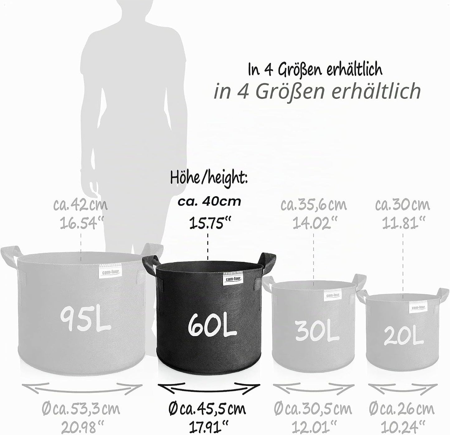 Pflanzsäcke für Kartoffeln & Tomaten, 5er Set, 60 L - 5 Stück