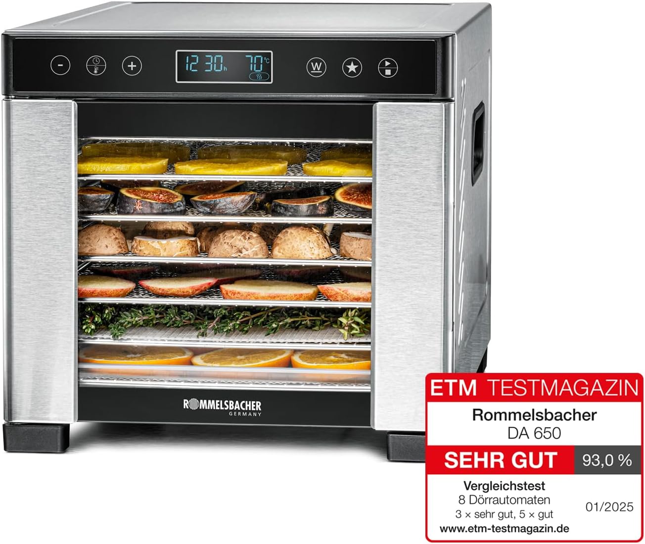 Dörrautomat DA 650 mit 7 Edelstahl-Tabletts, DA 650 0,5 m² Dörrfläche