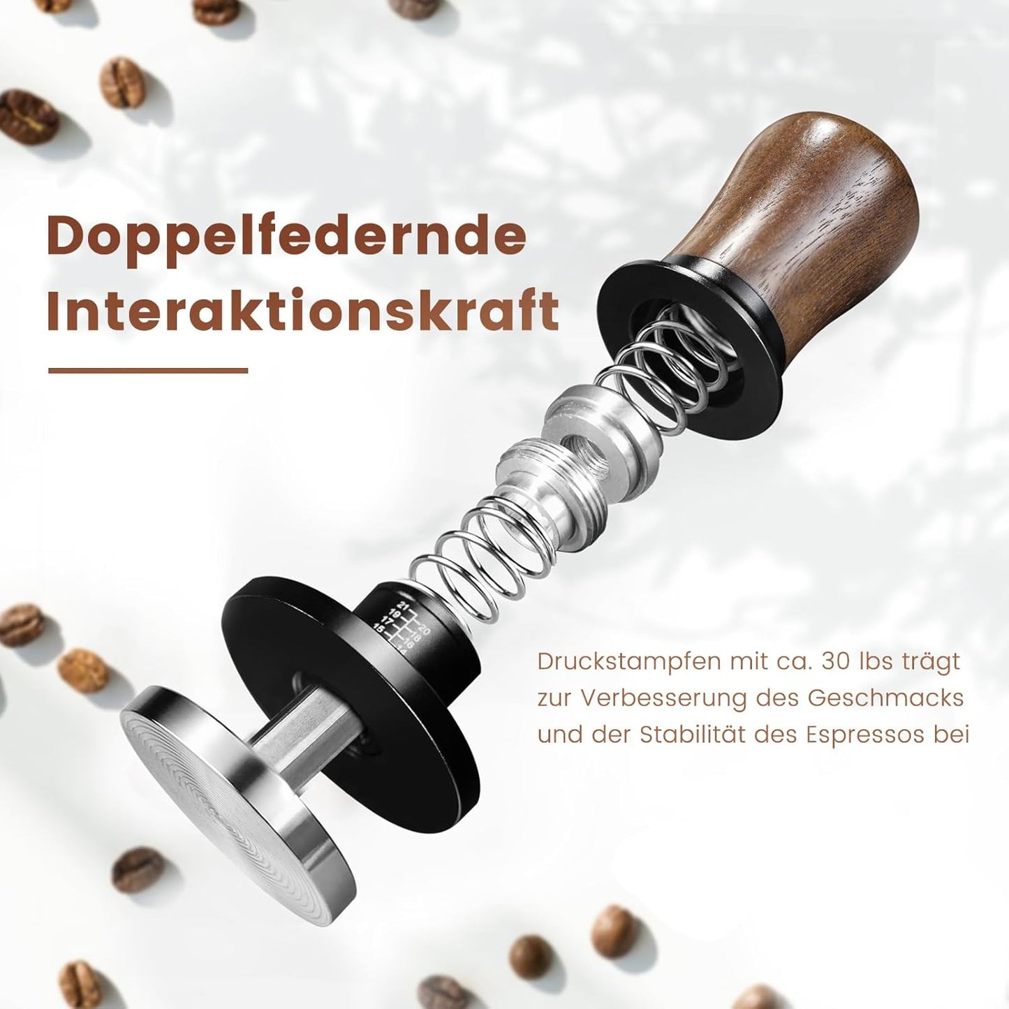 Druckregulierender Espresso-Tamper, Holz 58mm