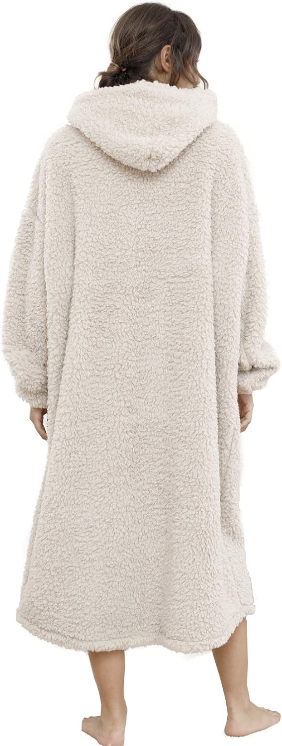 Sherpa-Decke mit Kapuze (Einheitsgrösse), Einheitsgröße Beige