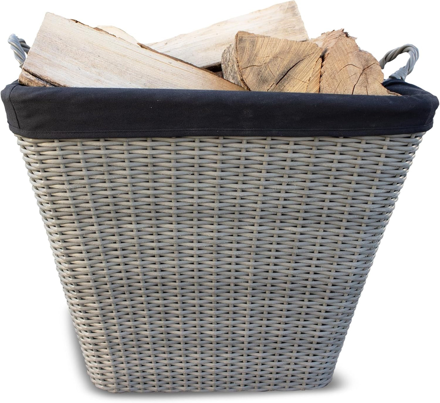 Feuerholzkorb mit Stoffeinsatz, 55 cm