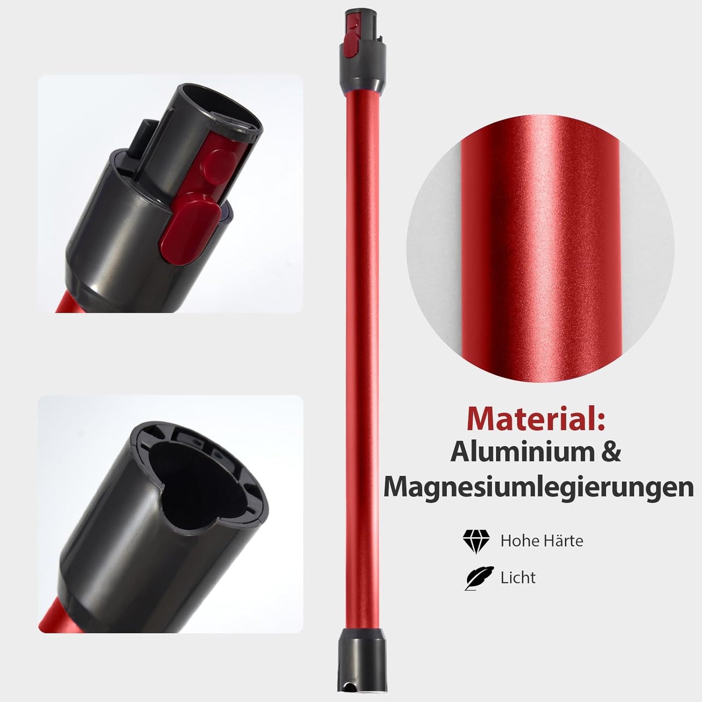 Verlängerungsrohr für Dyson Staubsauger V7-V15, Rot