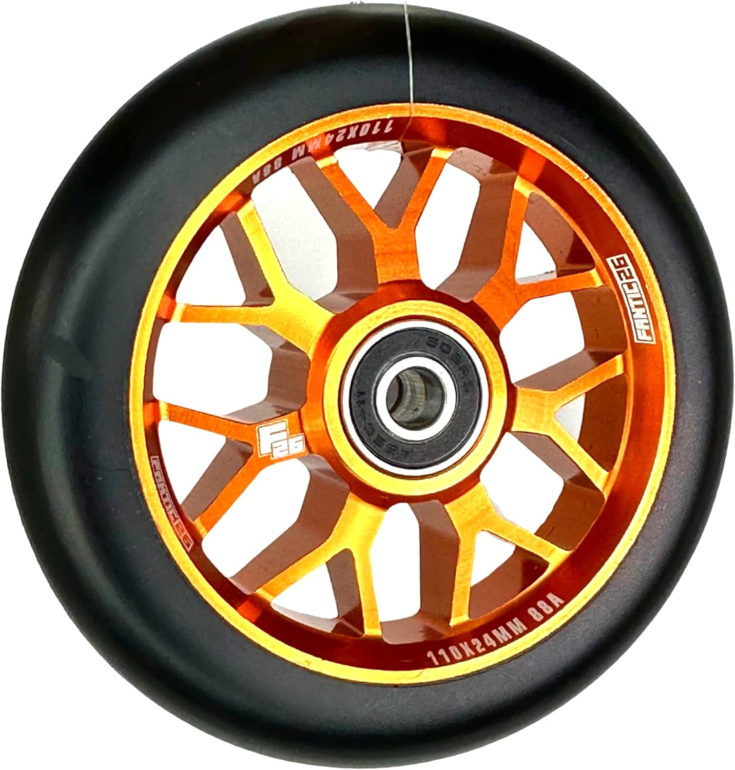Stunt Scooter Rolle 110mm ABEC 11 Freestyle, Orange/Pu Schwarz