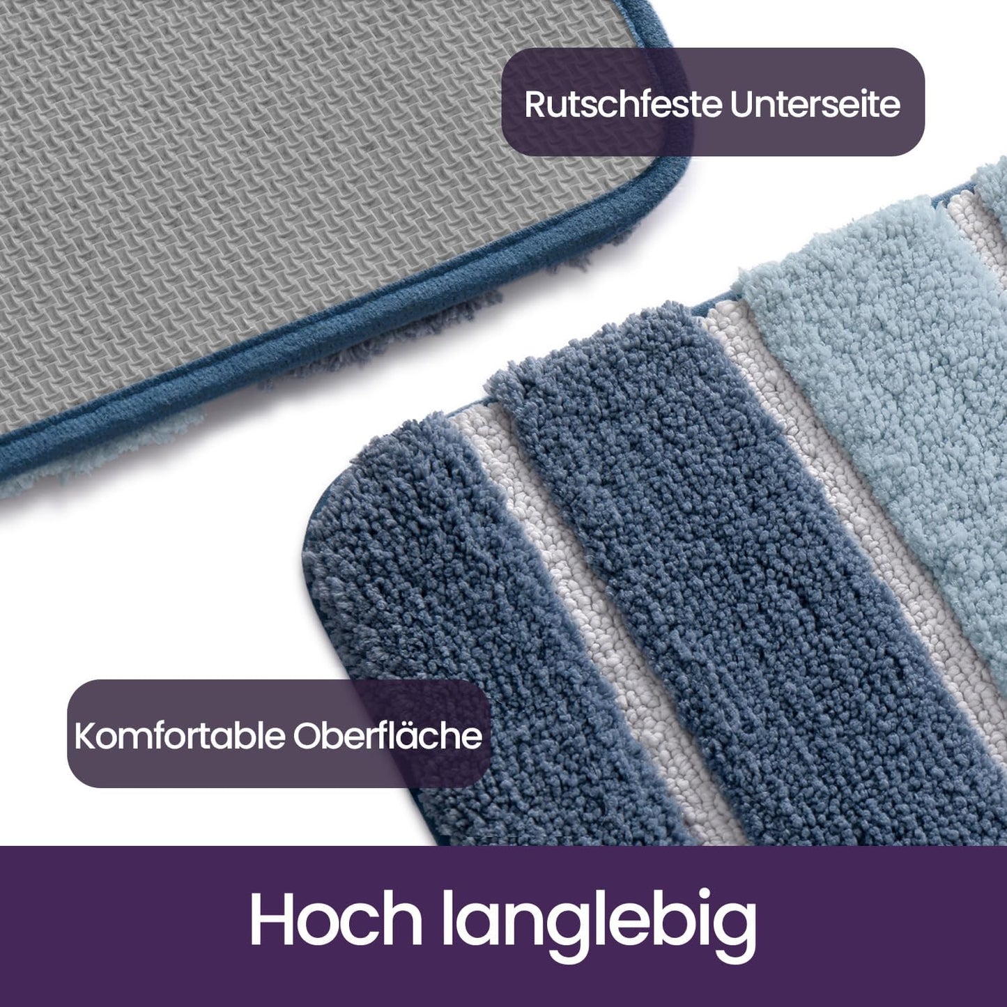 Rutschfeste Badematte, 50 x 80 cm, 50 x 80 cm (Rechteckig) Blau