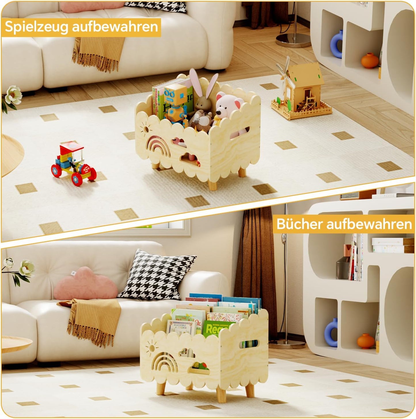 Bücherregal für Kinder, Original Holz - Standard (Stationär)