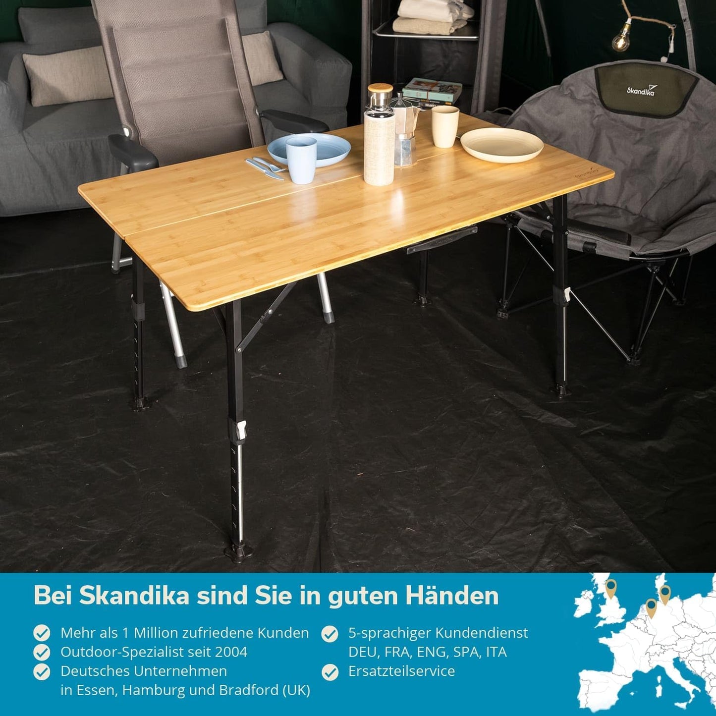 Höhenverstellbarer Campingtisch, 100 x 72 x 70 cm