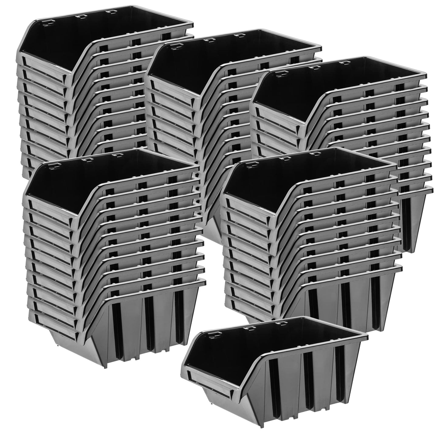 50-teiliges Werkstatt-Stapelkisten-Set, 290x200mm Schwarz 50 Stück