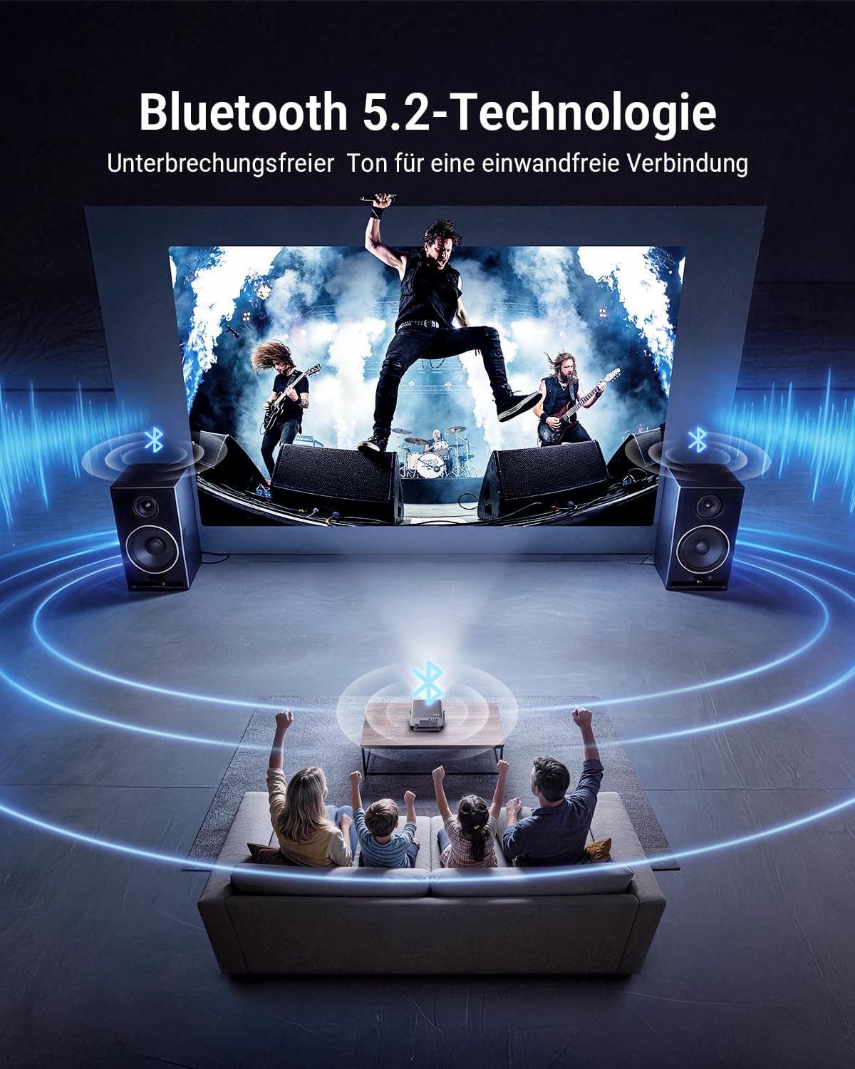 Neo X1 Smart Beamer mit 4K, Google TV & Autofokus, schwarz und grau Pemoon Beamer