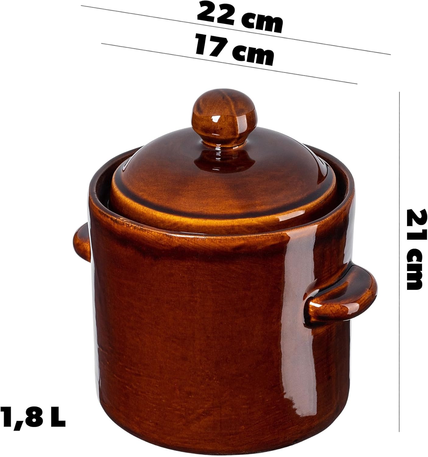 Gärtopf mit Deckel, Braun, 1.8l
