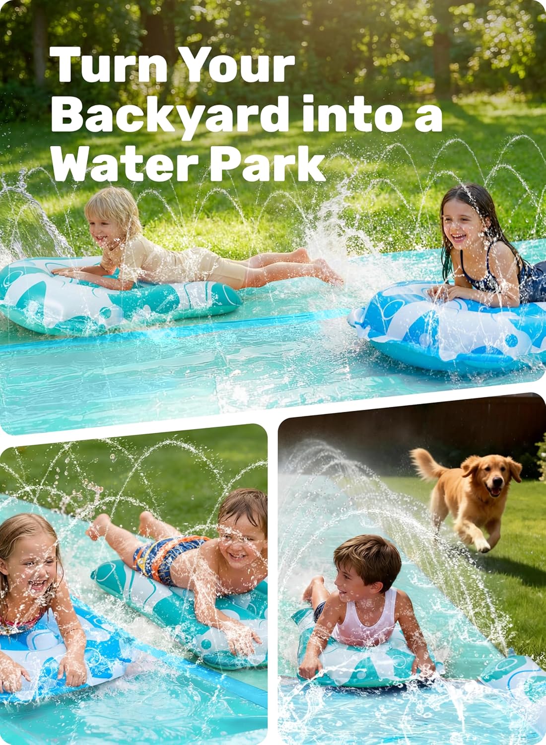 Wasserrutsche mit Bodyboards und Sprinkler, 685,8 cm Blau, Hellblau