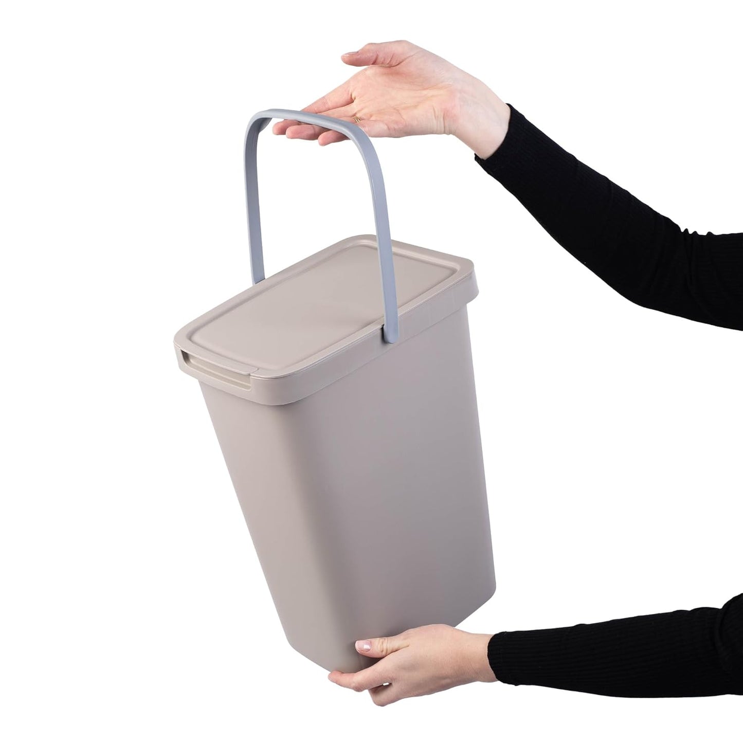 Mülleimer mit Klappdeckel, 12L Braun