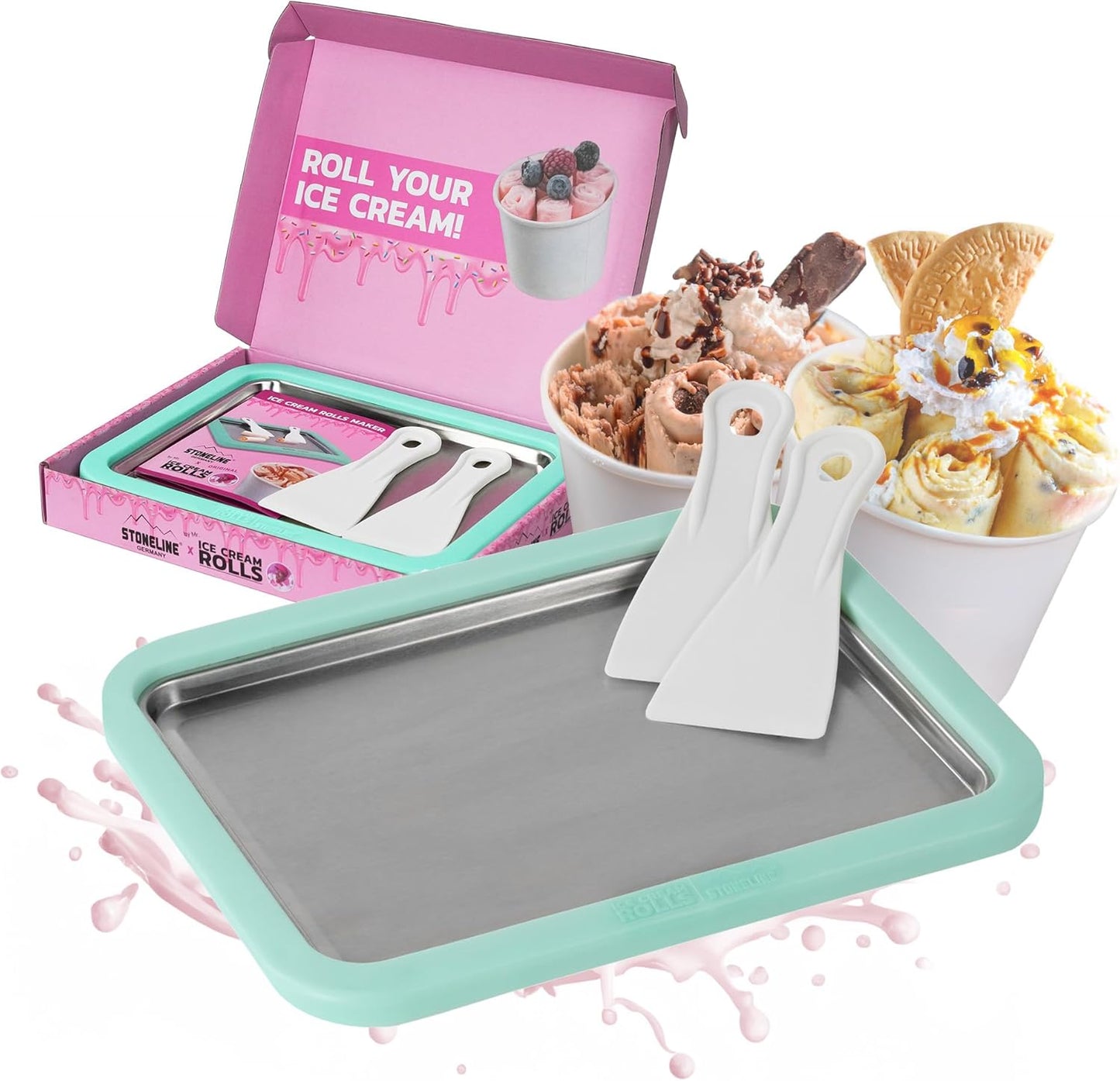 Ice Cream Rolls Maker (inkl. 2 Spateln), Grün