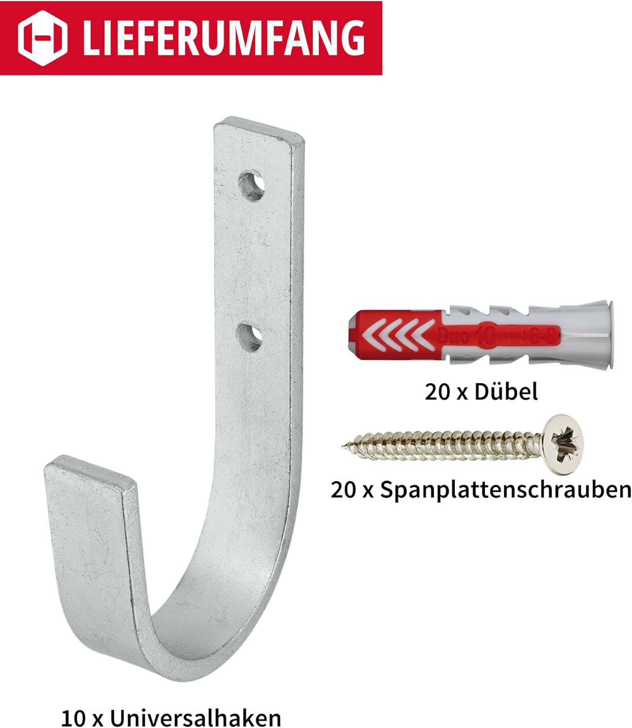 Universal Wandhaken-Set, 10 Stück, 10 30 x 90 mm
