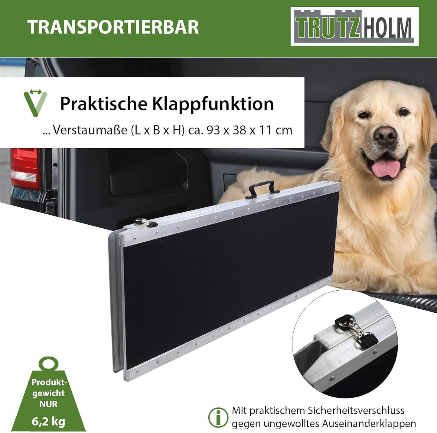 Klappbare Hunderampe (183 cm), 183 cm