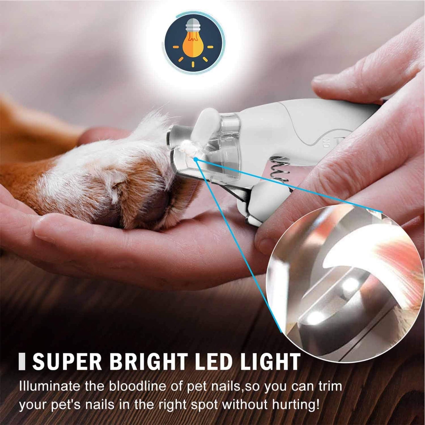 Krallenschneider mit LED-Licht, Weiss mit Led-licht