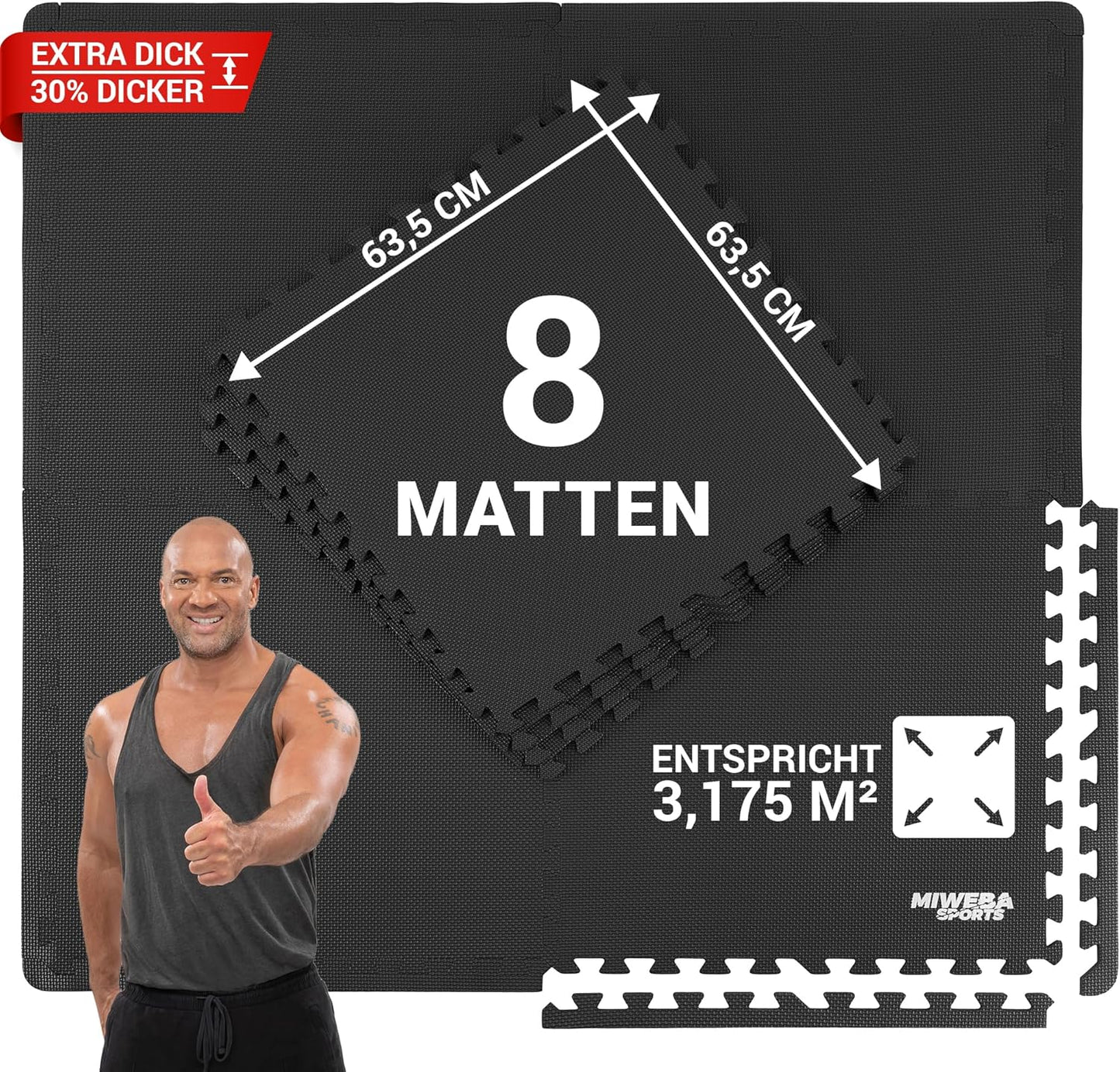 Bodenschutz- und Fitnessmatten-Set (8-teilig), Bs100 Anthrazit