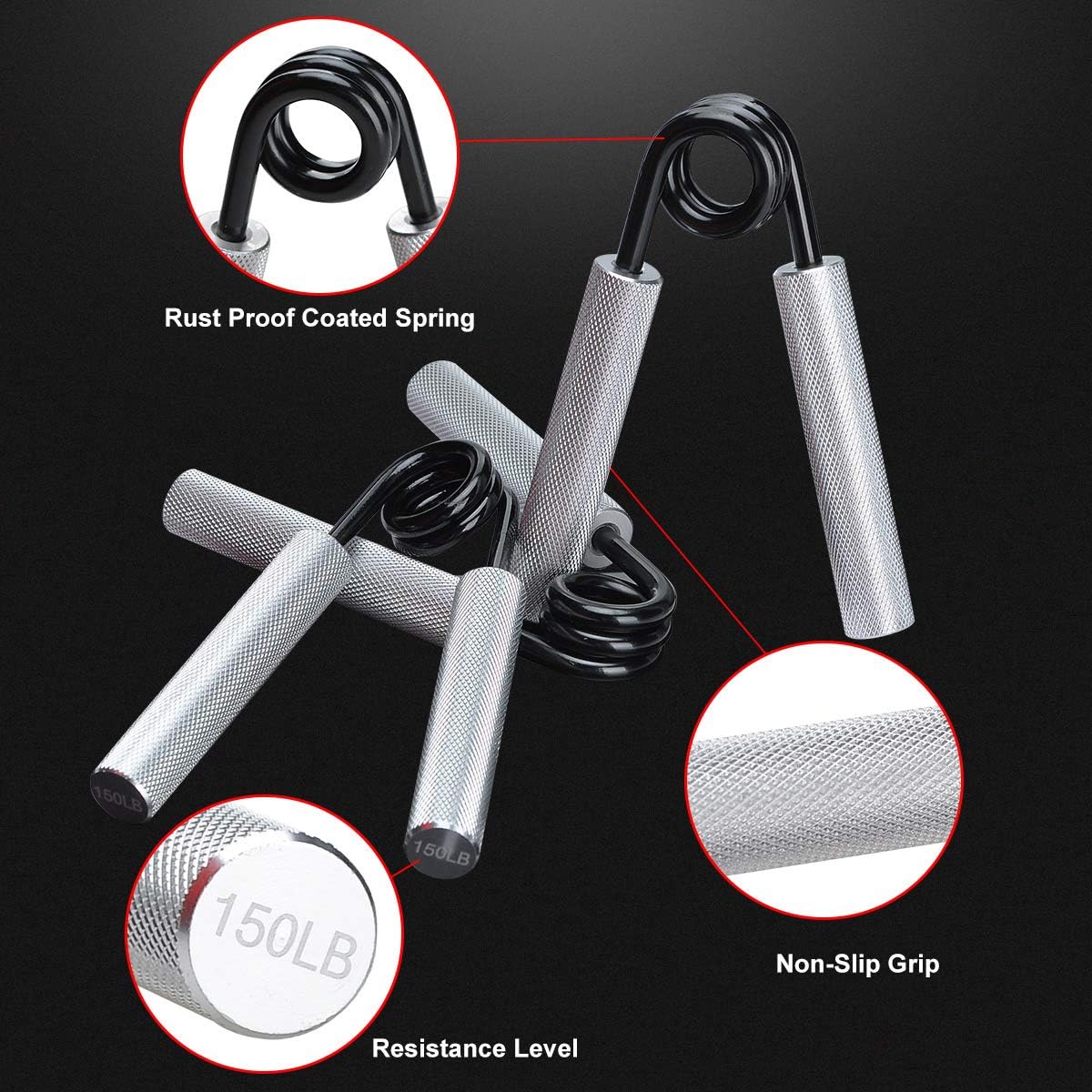 3er-Set Handgriff Trainer, Silber, Satz von 3