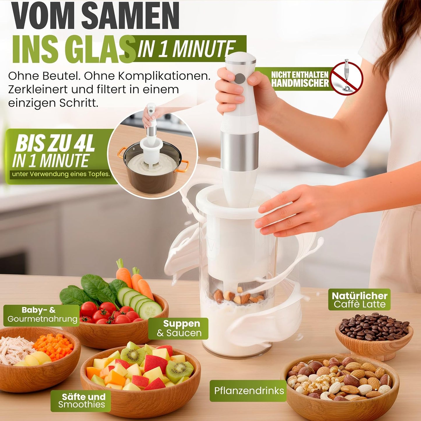 Pflanzenmilchbereiter für Mandel- und Sojamilch, Classic