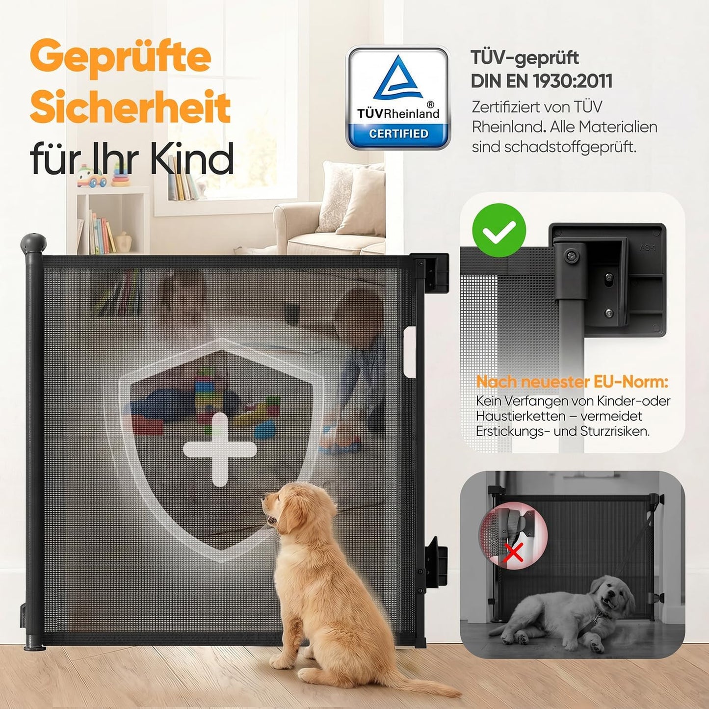 Ausziehbares Treppenschutzgitter 0-150 cm, Schwarz