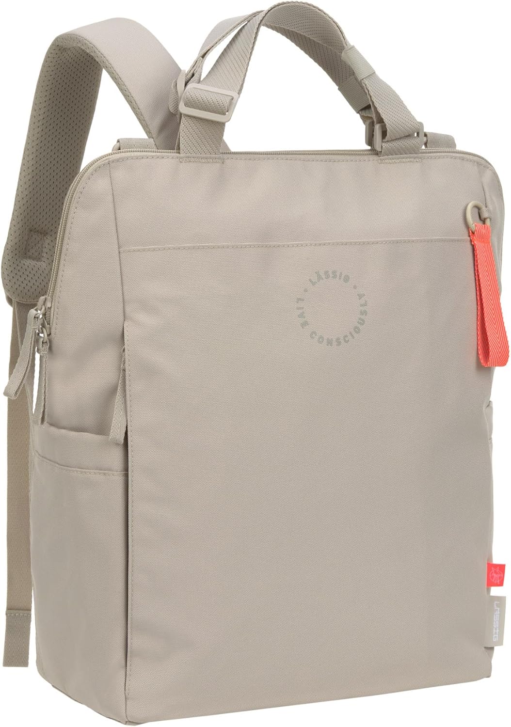Wickelrucksack mit Wickelunterlage und Kinderwagenbefestigung, Beige