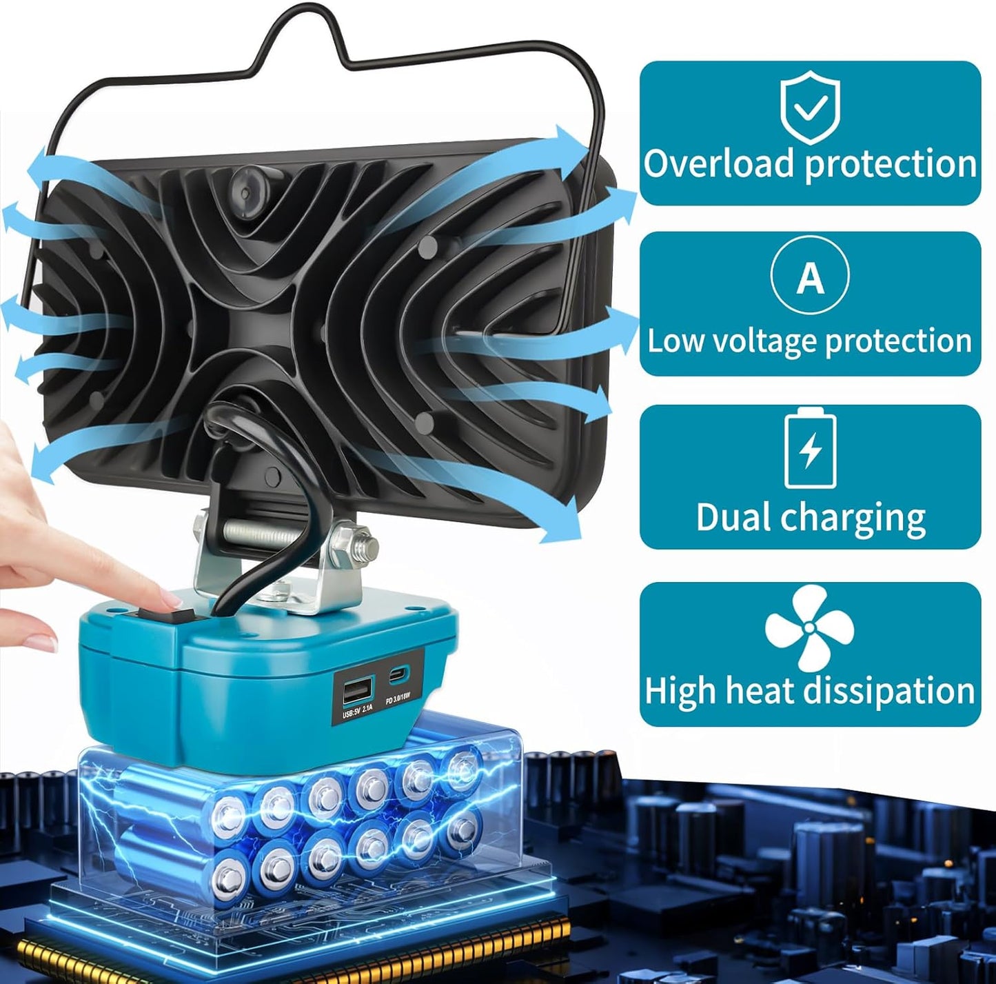 Kabellose LED-Arbeitsleuchte, 174w für Makita