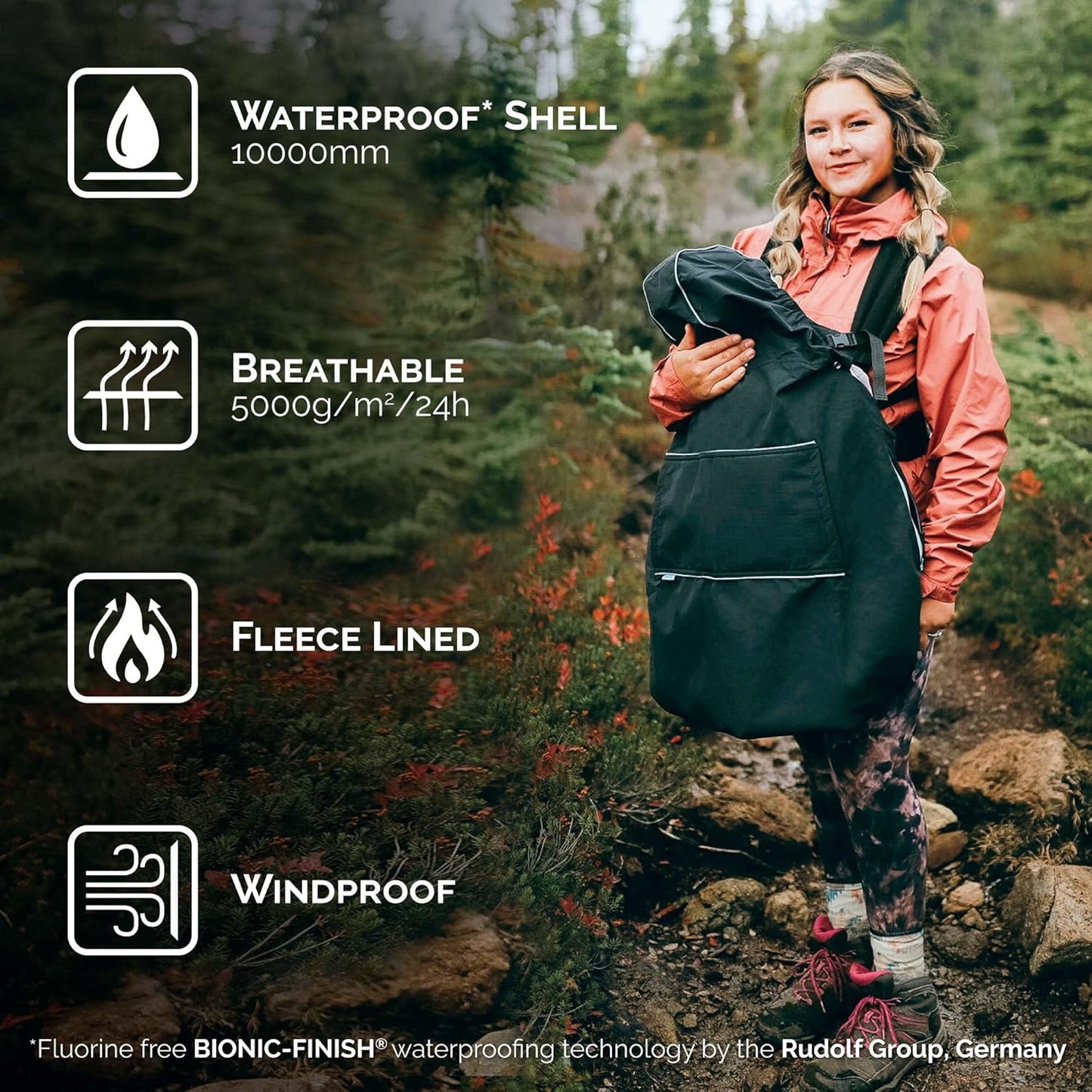 Wasserdichte Baby-Raincover für Tragen und Kinderwagen, Schwarz