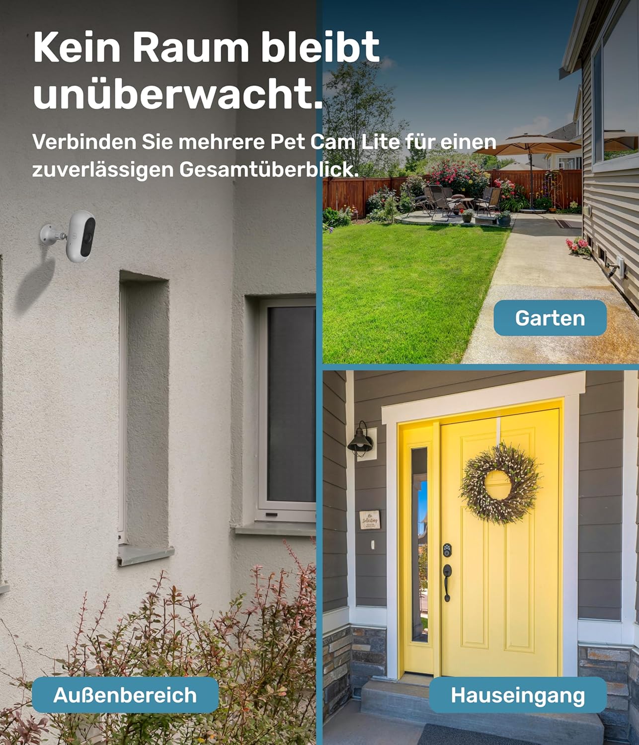 Outdoor Haustierkamera mit 2-Wege-Audio, PetCam Free Outdoor geeignet mit Akku
