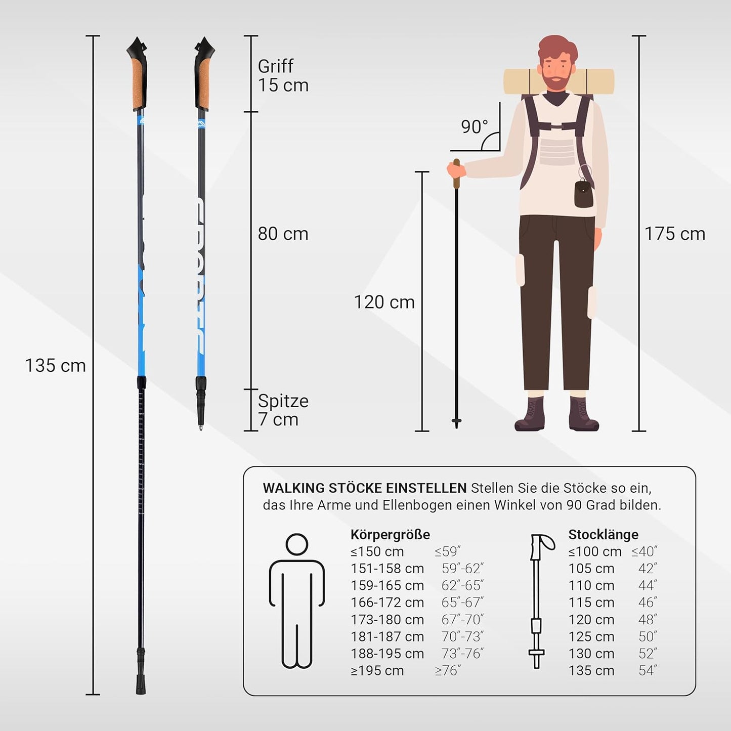 Nordic Walking Stöcke inkl. Tasche, inkl. Tasche