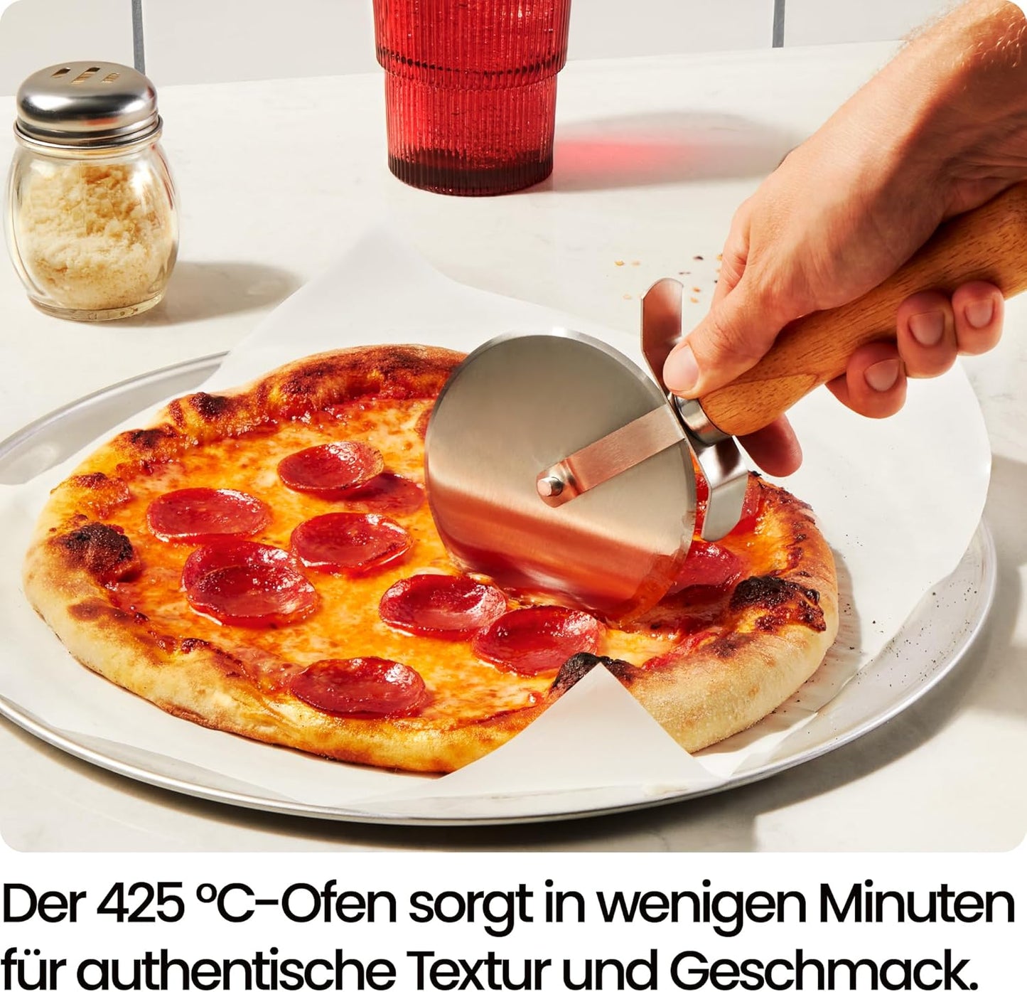Pizzaofen mit Pizzastein & Pizzaschieber, Schwarz