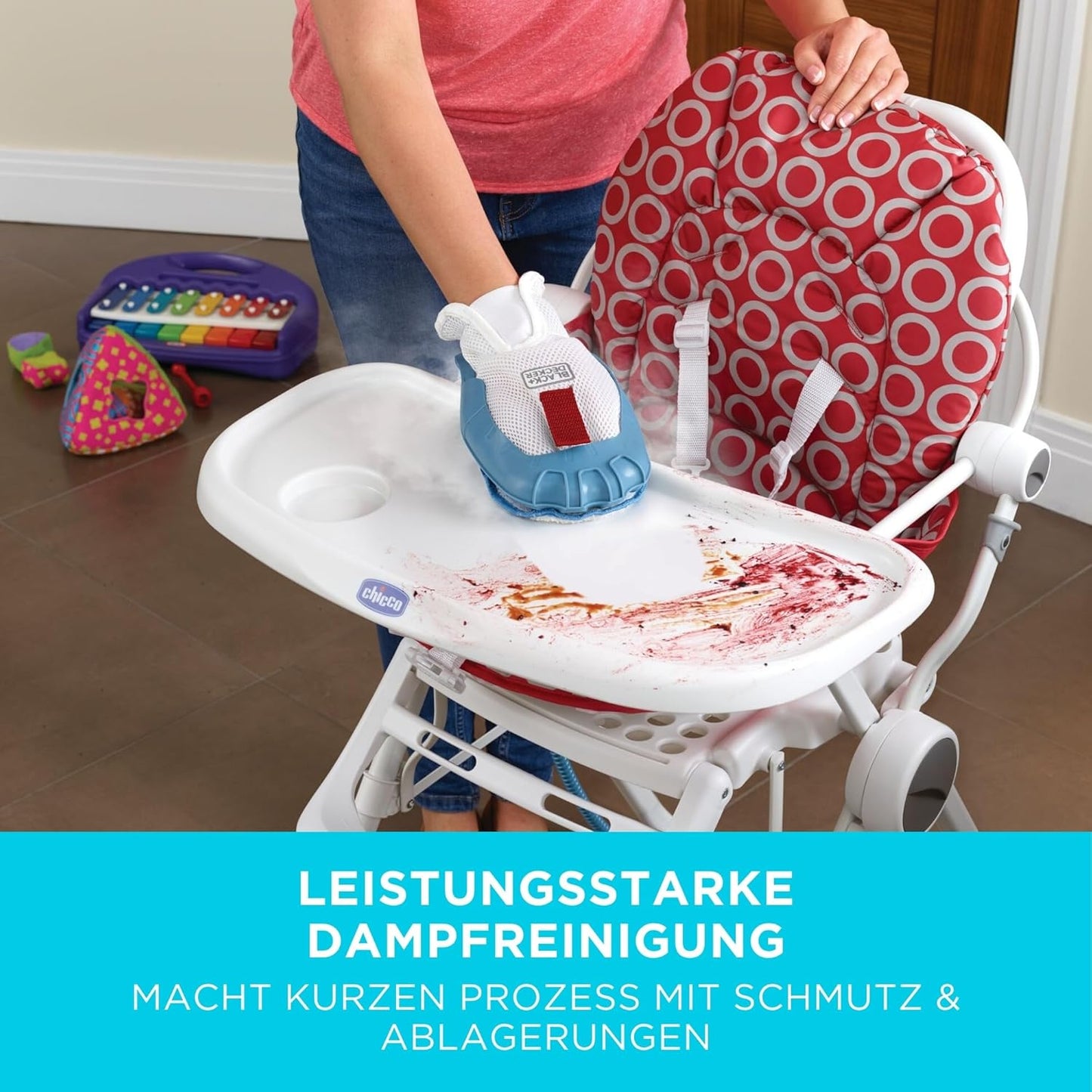 2-in-1 Dampfmopp mit Handreiniger und 11 Zubehörteilen