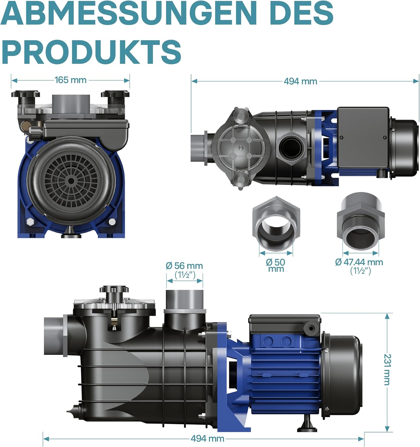 Schwimmbadpumpe, 10800 l/h 180 W