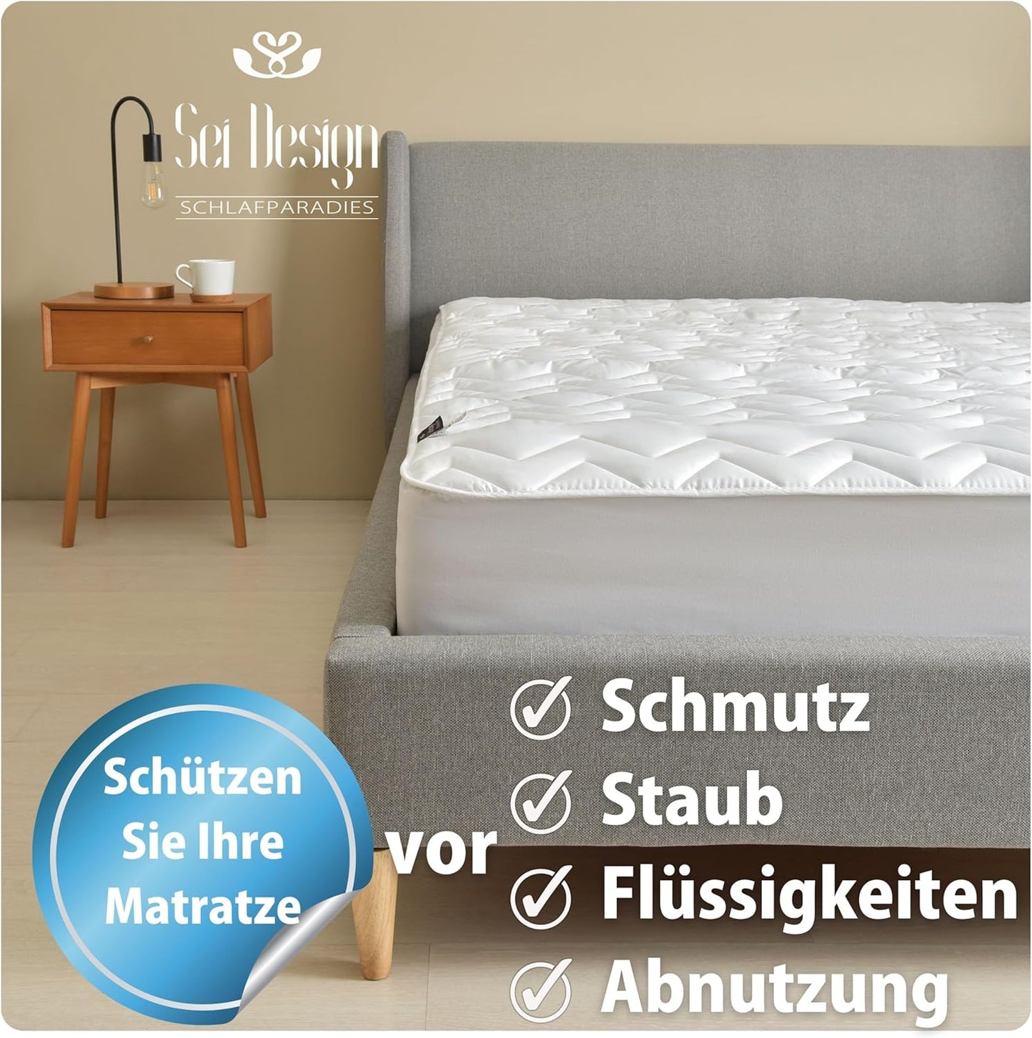Luxus Matratzenschoner Spannbettlaken, Befestigung - Wie Spannbettlaken 180 x 200 cm