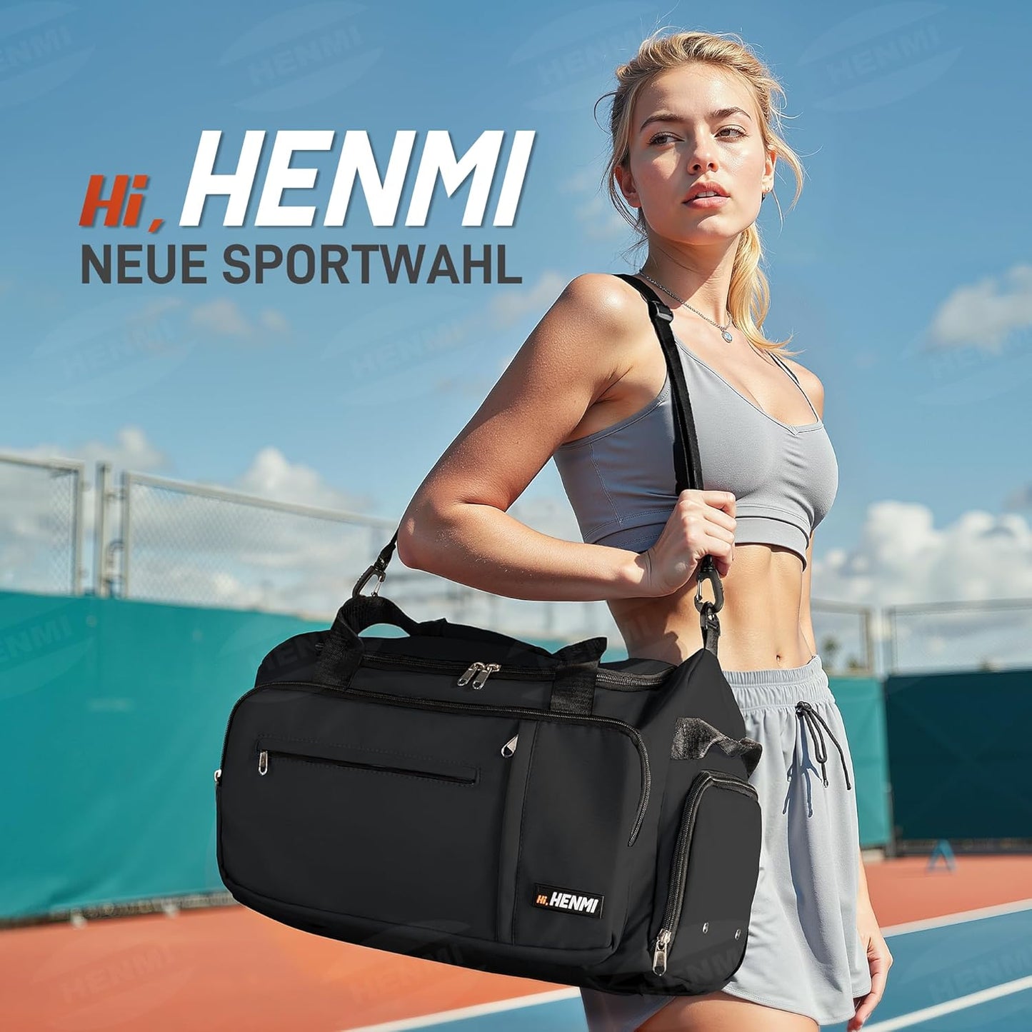 Sport- und Reisetasche mit Schuh- und Nassfach, Schwarz