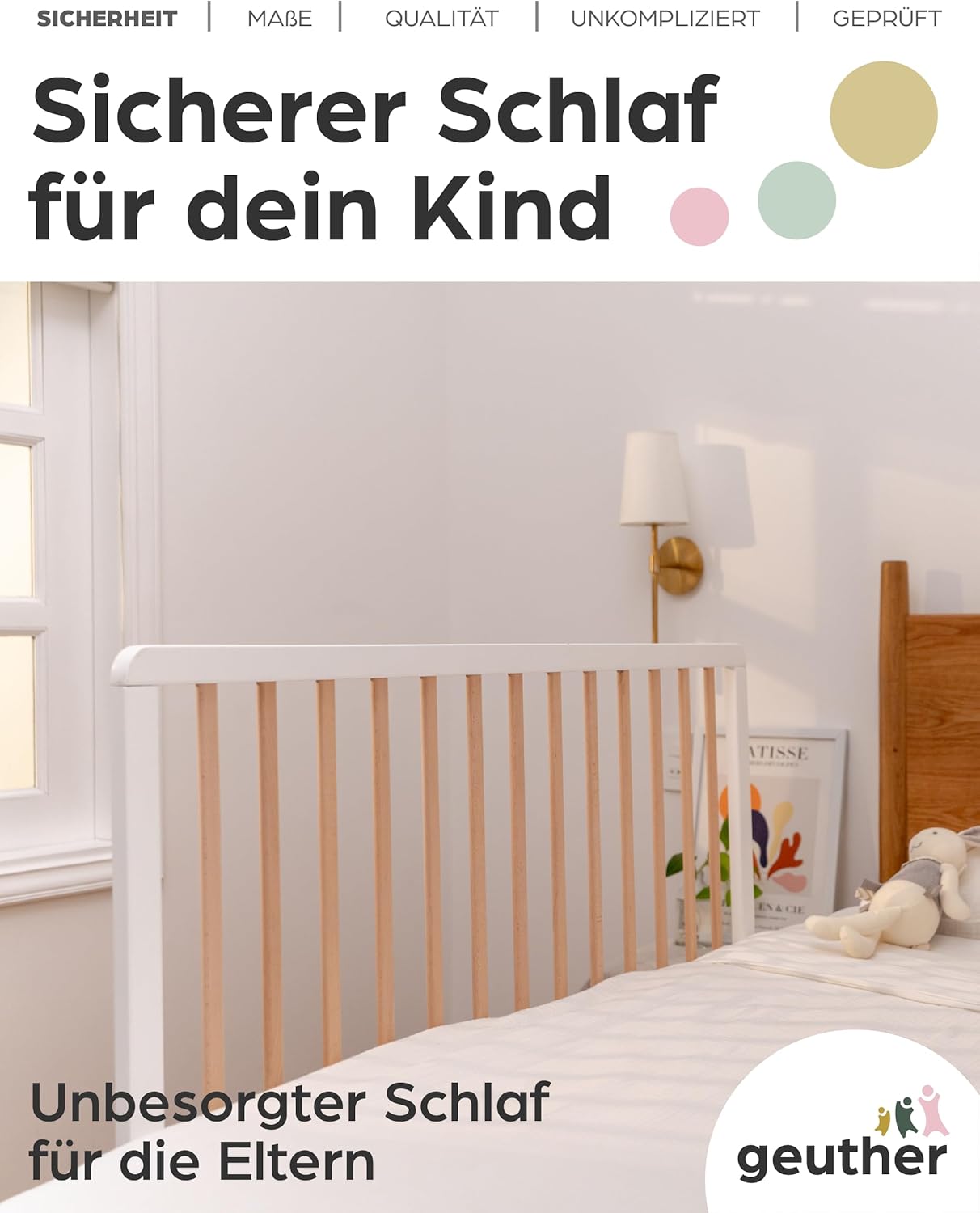 Bettschutzgitter für Kinder, extra hoch, 110 cm - Extra hoch: 60 cm
