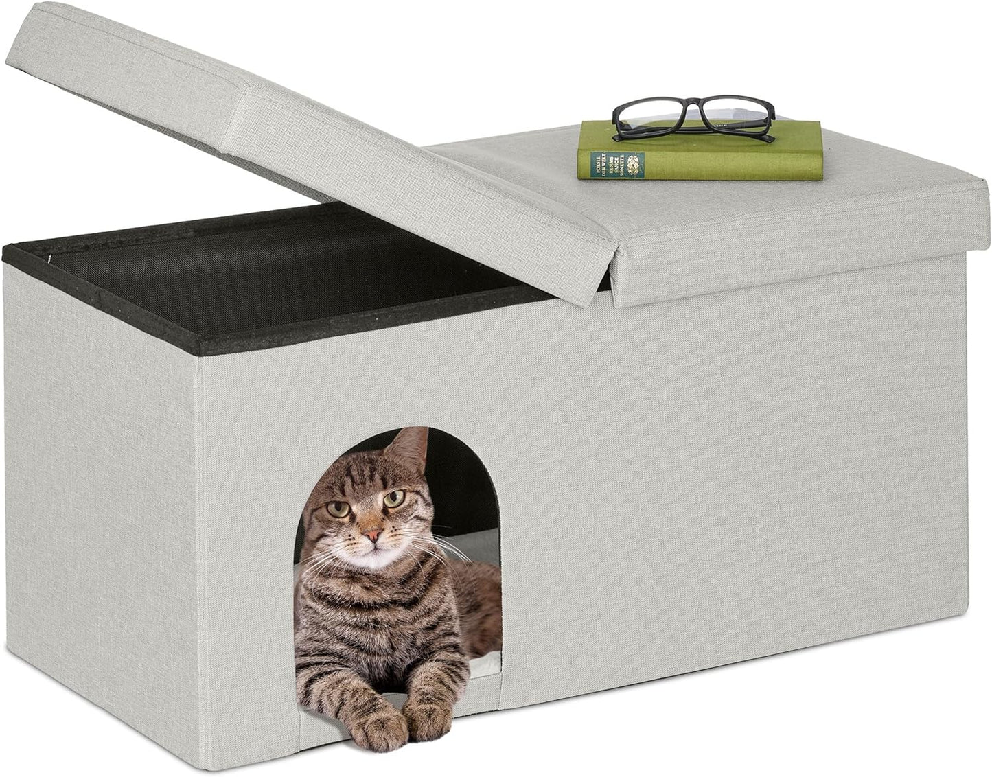 Faltbare Katzenhöhle mit Sitzbank-Funktion, beige 1 Stück