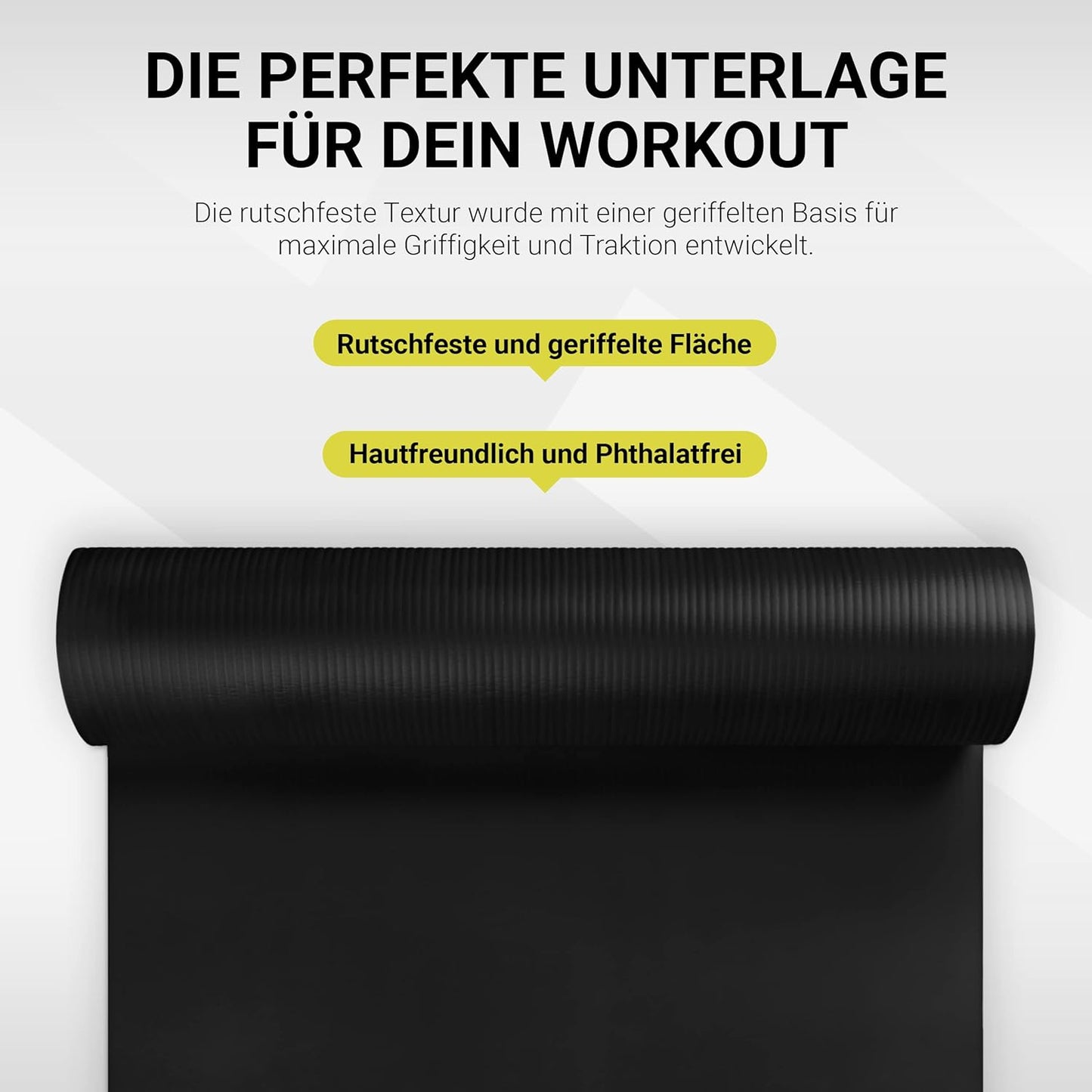 Gymnastikmatte, Schwarz 183 x 61 x 1 cm