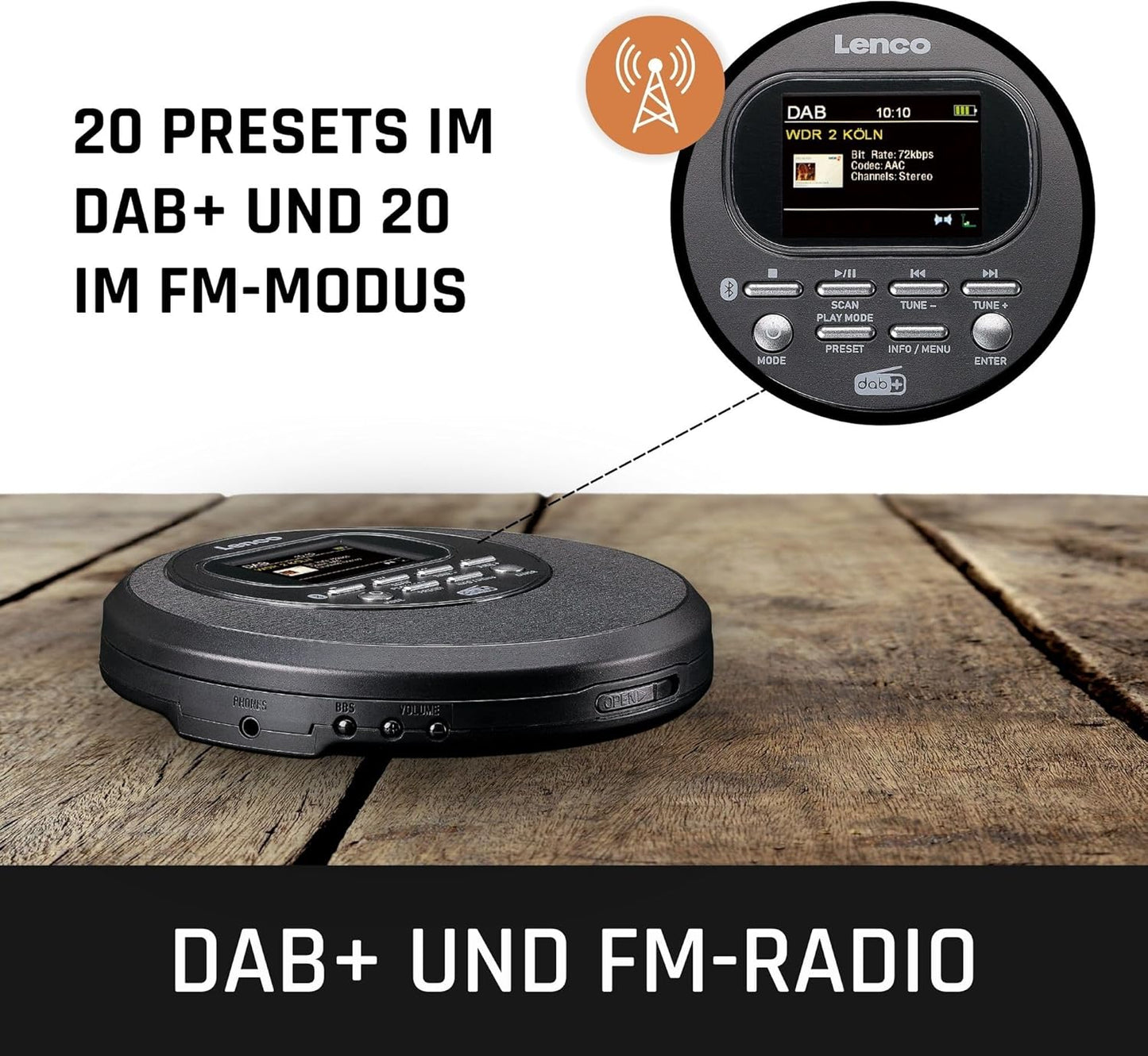 CD-Player CD-500, Mit Bluetooth u. DAB+ Schwarz
