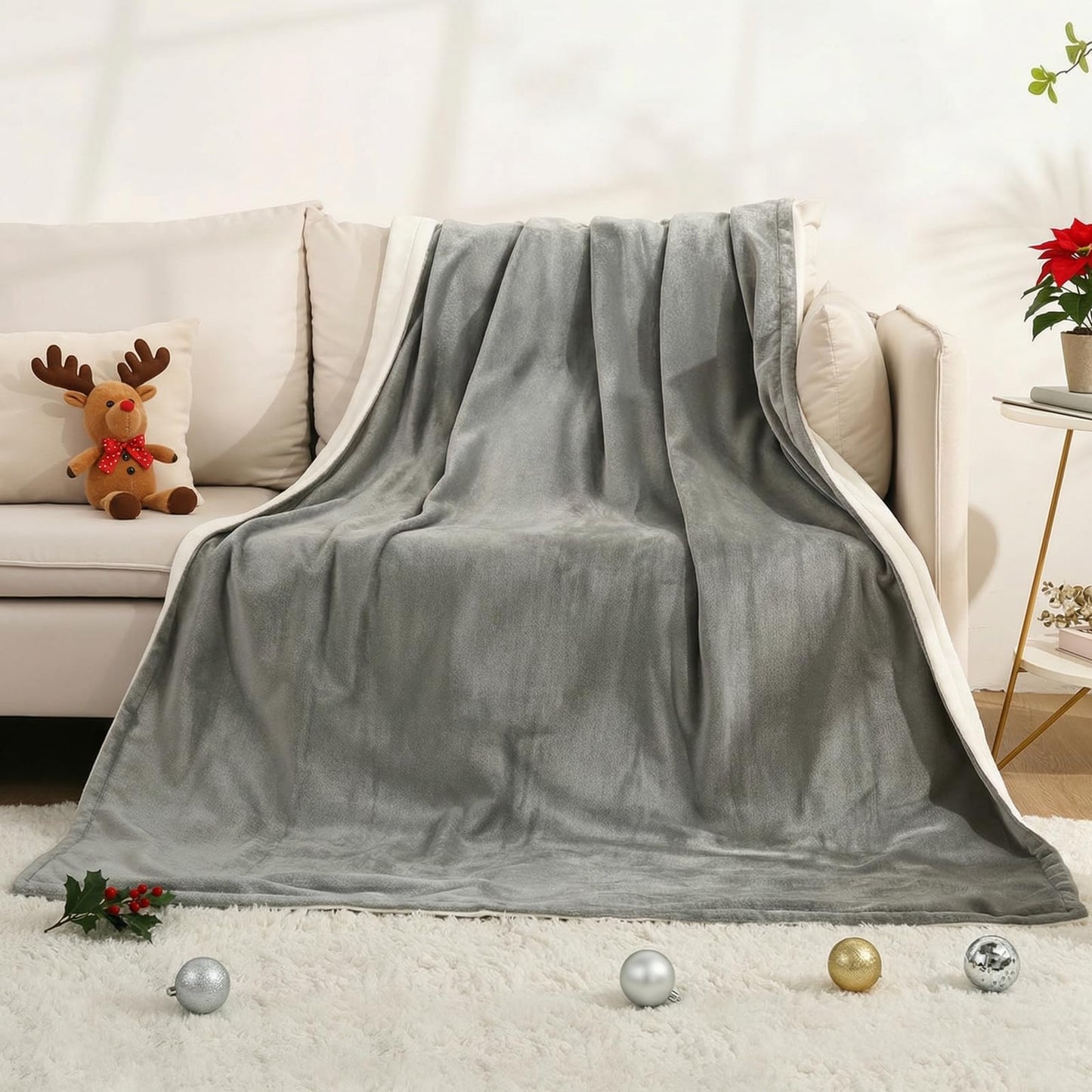 Heizdecke mit Timer und Abschaltautomatik, Silver Grey 130 × 180 cm