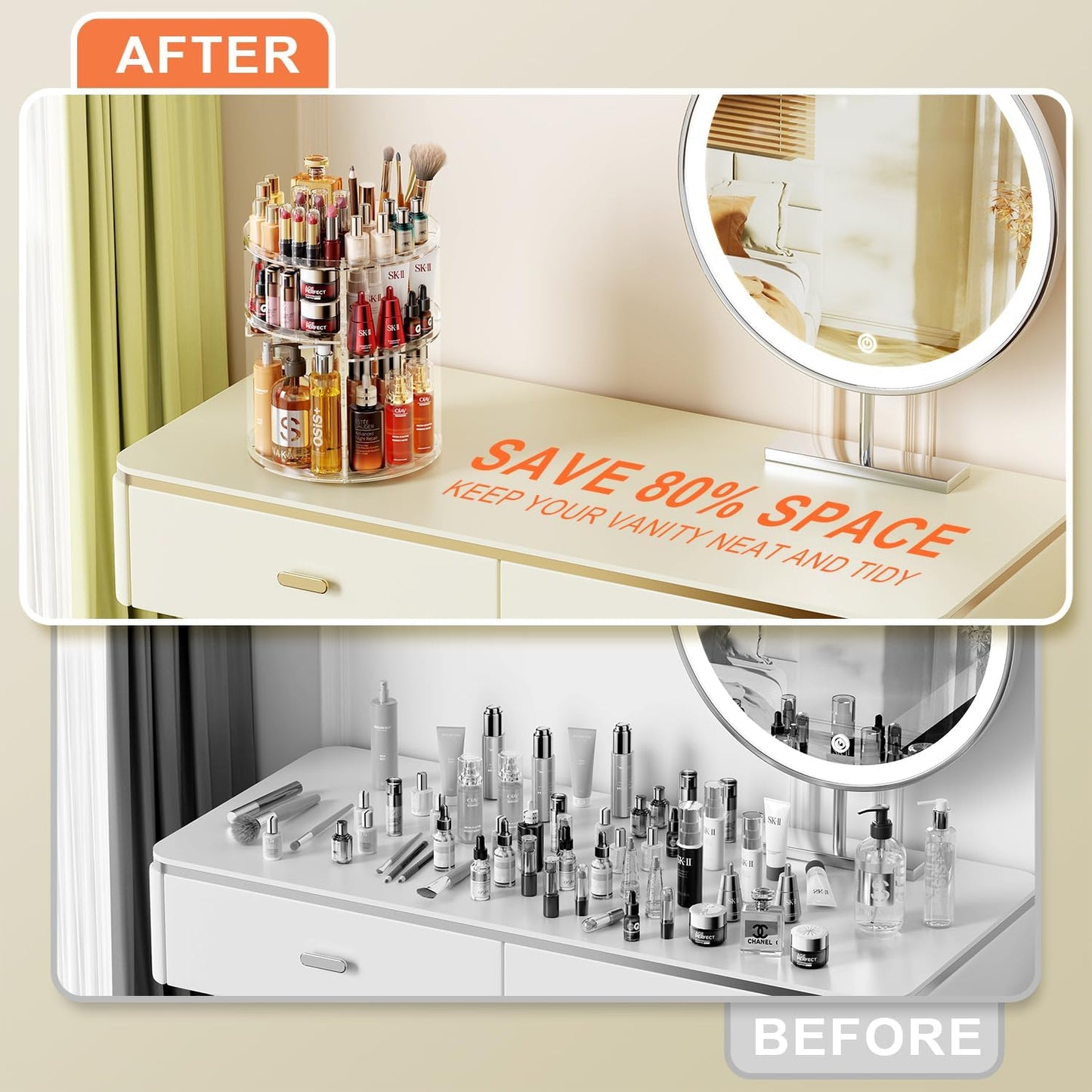 Schminktisch-Organizer, Glastransparent-9 Stufen